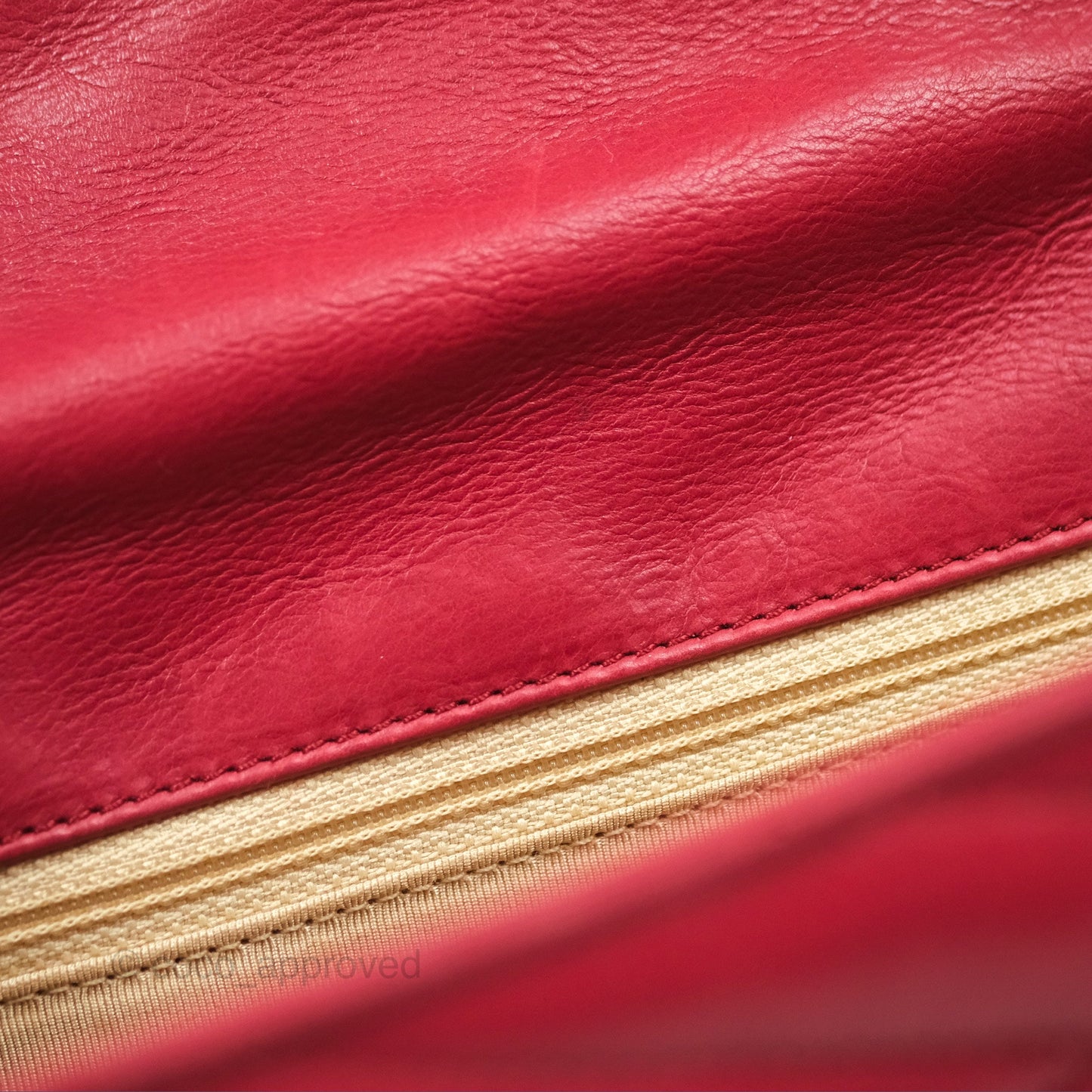Chanel Chevron Shoulder Bag Red Calfskin Aged Gold Hardware