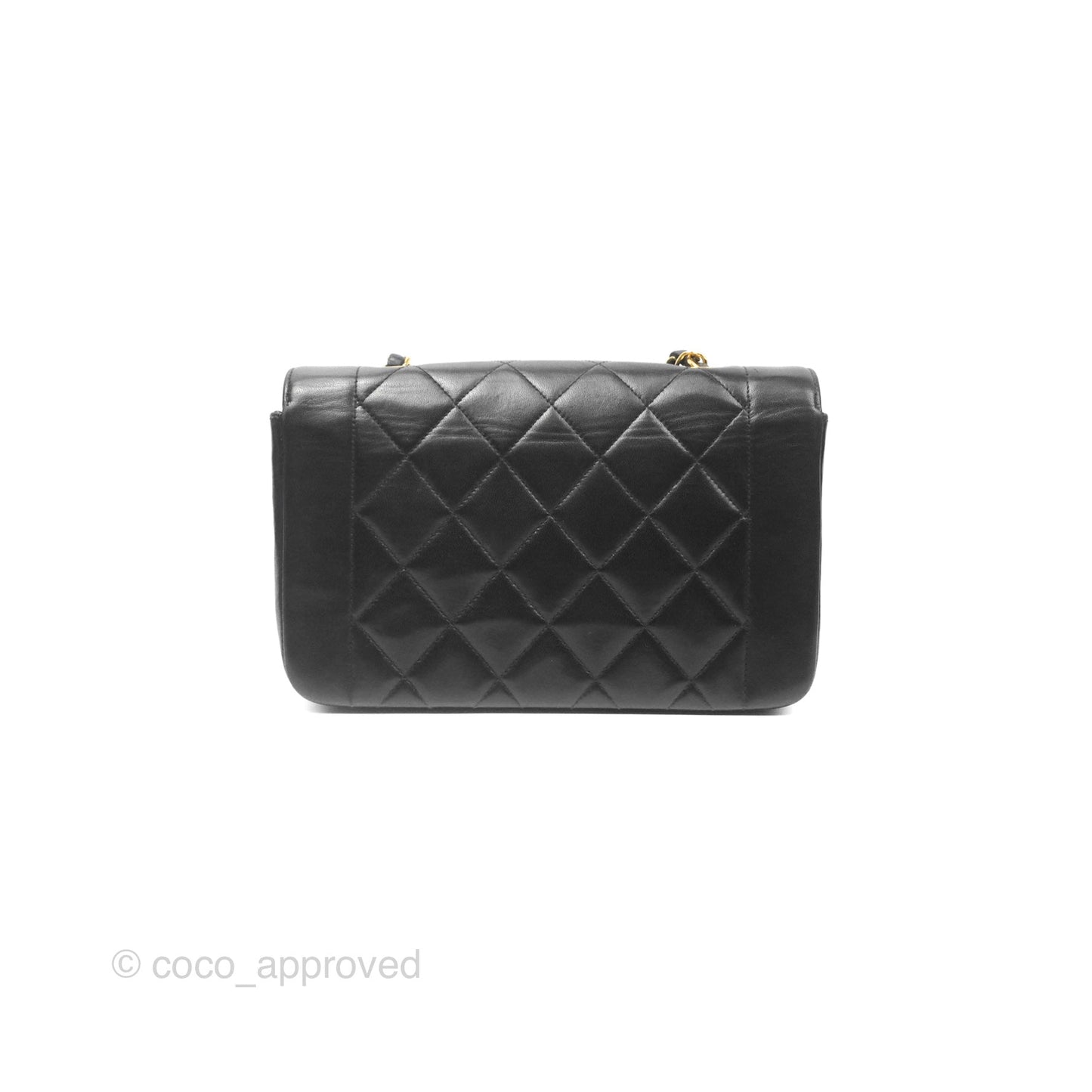 Chanel Vintage Small Quilted Classic Diana Flap Bag Black Lambskin 24K Gold Hardware