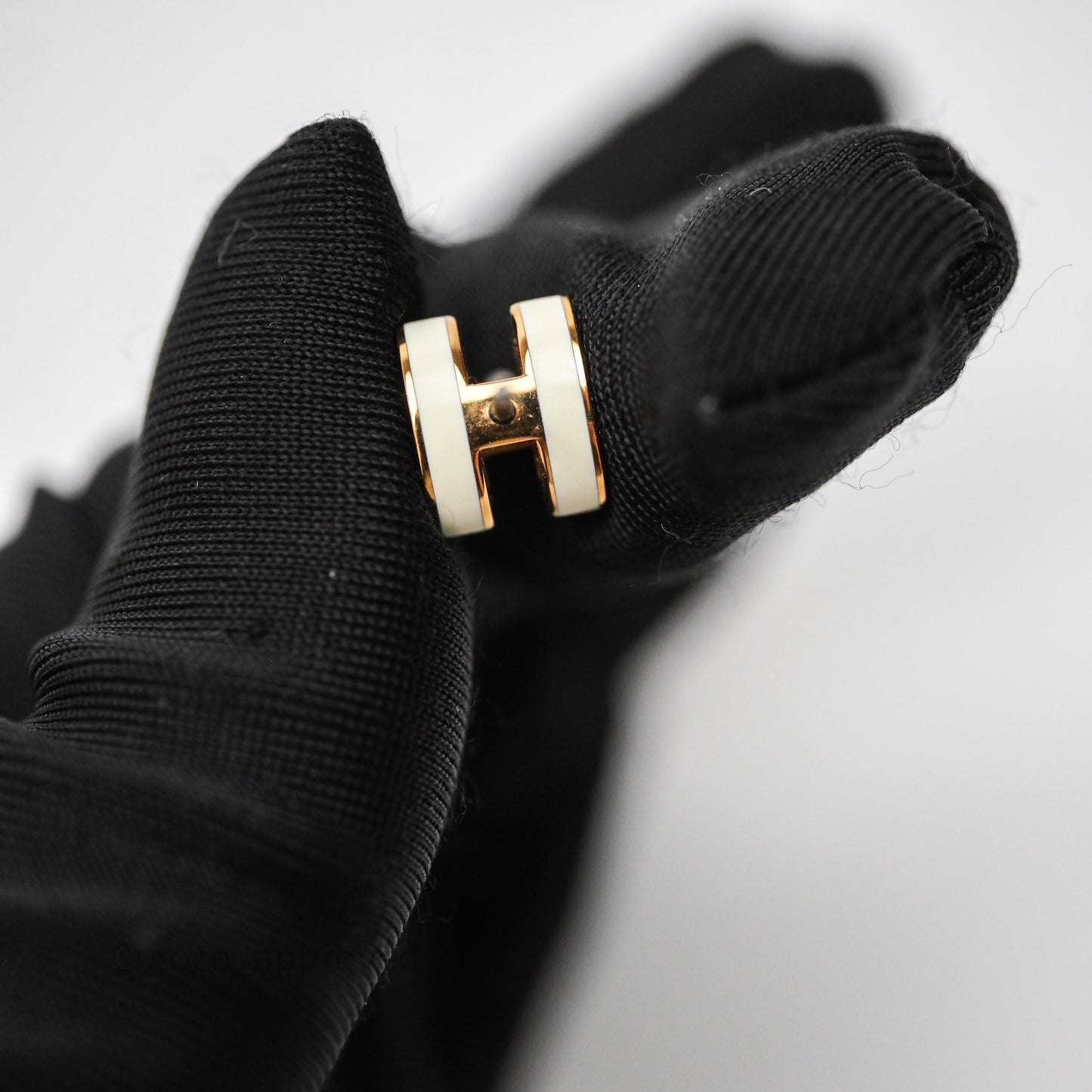 Hermes Mini Pop H Earrings Blanc Rose Gold