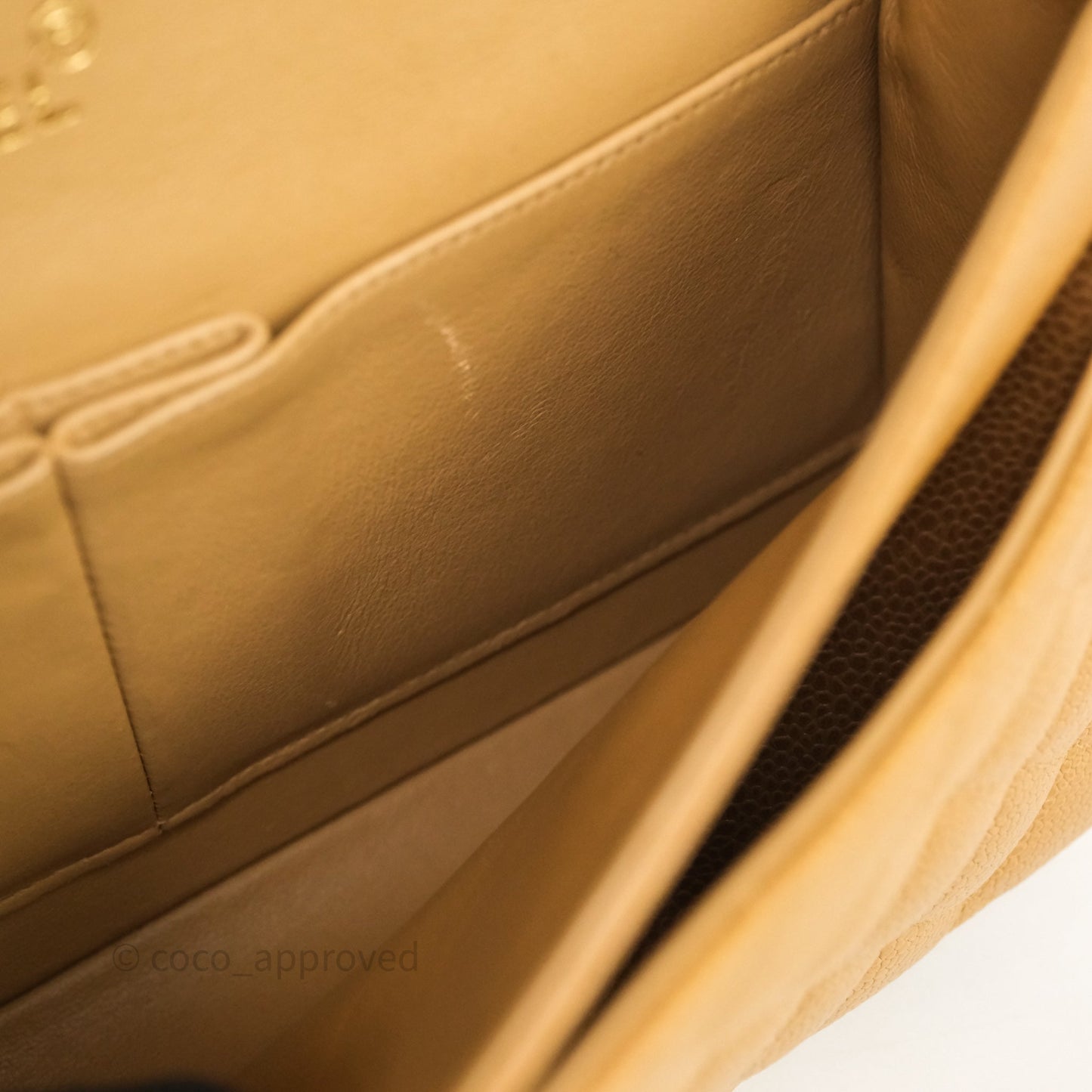 Chanel Vintage Medium Classic Flap Beige Caviar 24K Gold Hardware