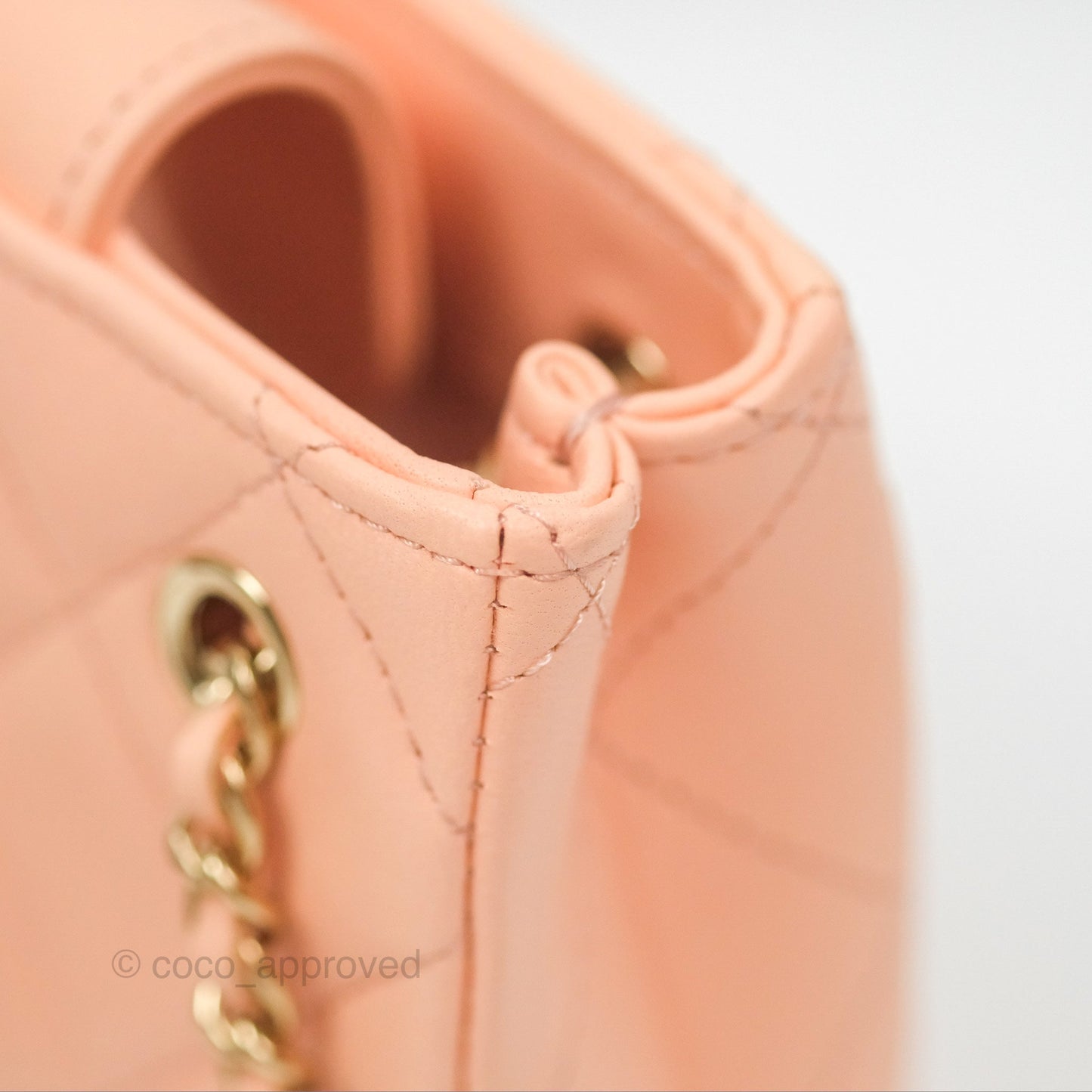 Chanel Mini Clutch With Chain Light Beige Pink Lambskin Gold Hardware