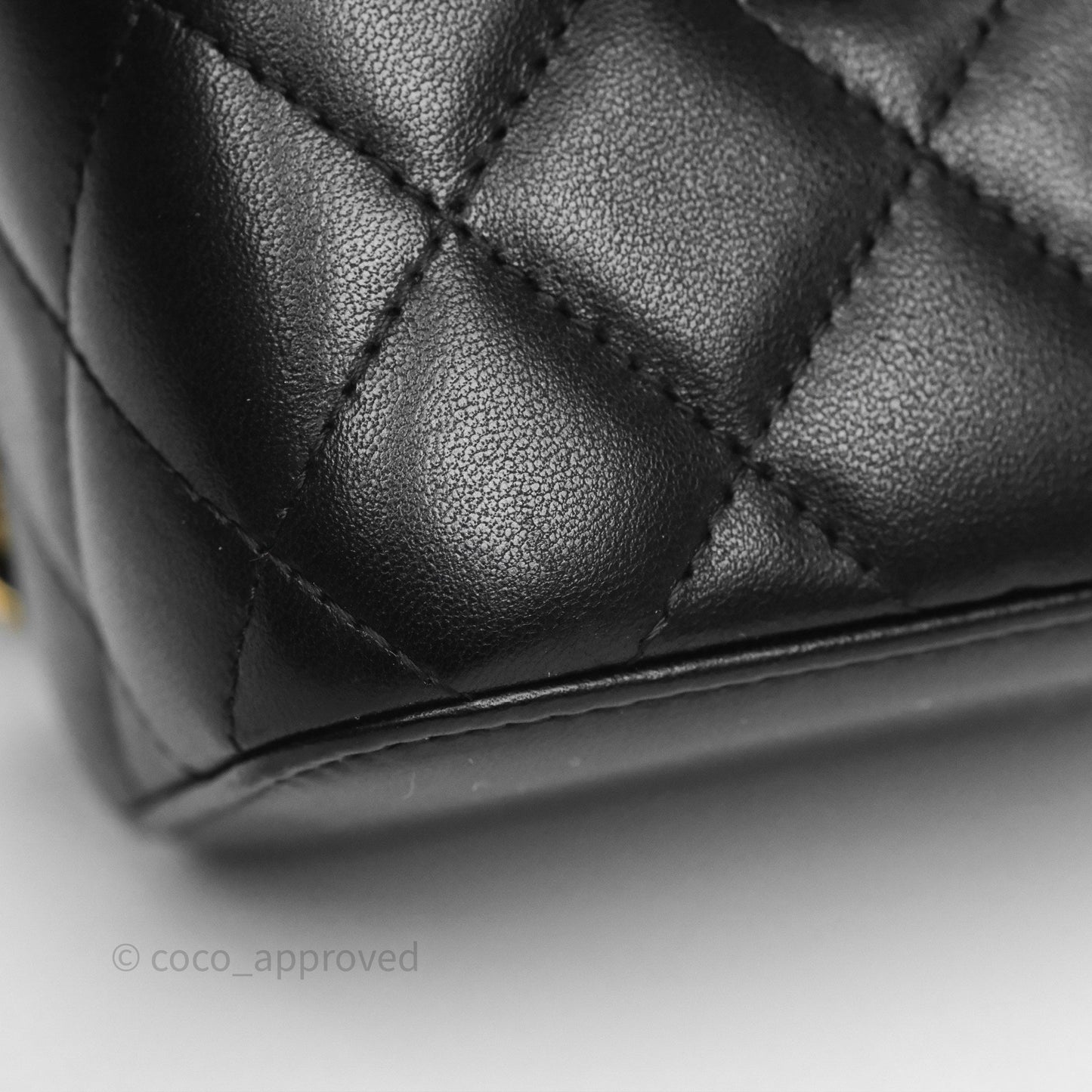 Chanel Quilted Pearl Crush Mini Vanity With Chain Black Lambskin Aged Gold Hardware