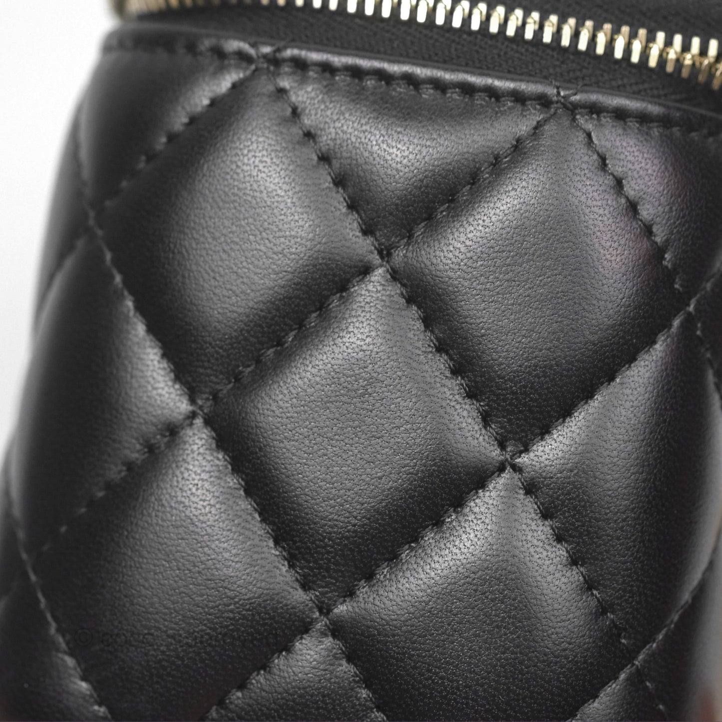 Chanel Vanity Rectangular with Pearl Resin Chain Black Lambskin Gold Hardware