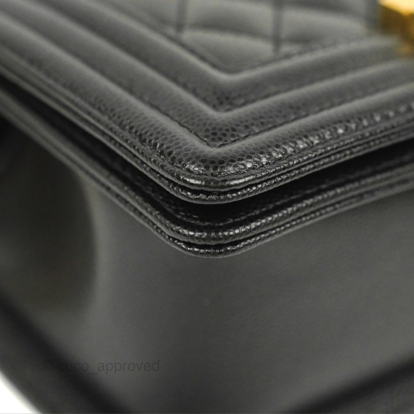 Chanel Small Boy Black Caviar Aged Gold Hardware
