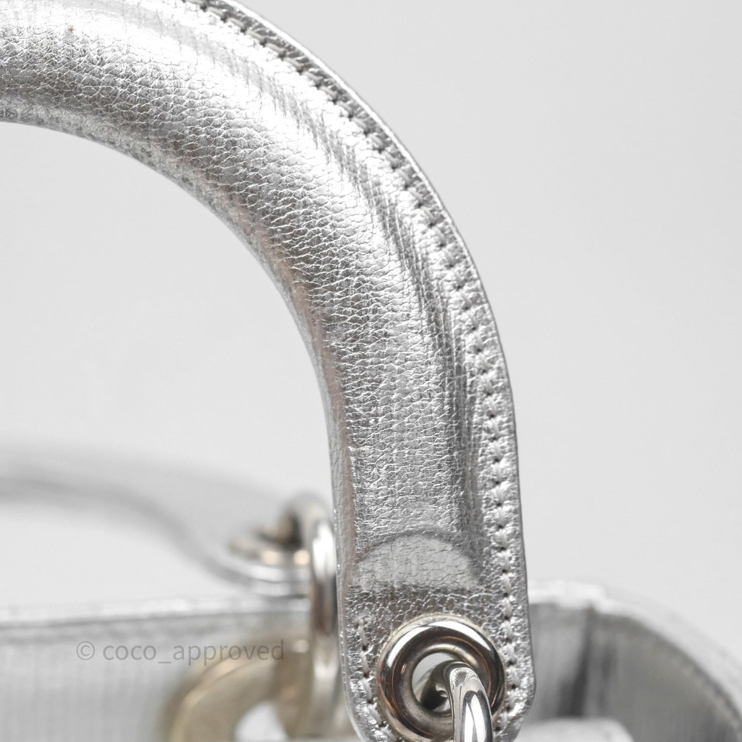 Christian Dior Small Lady Dior My ABCDior Silver Metallic Grained Calfskin Cannage