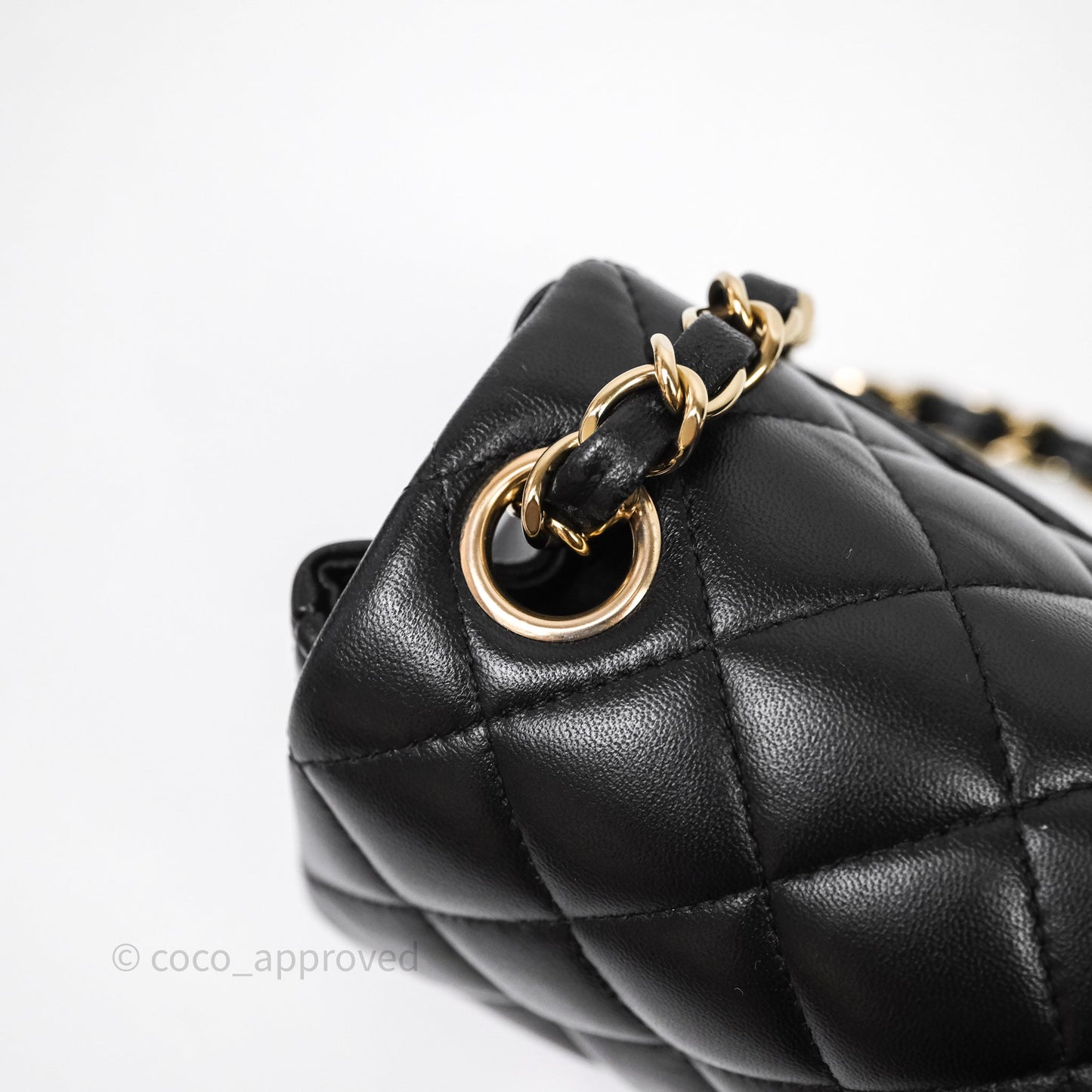 Chanel Mini Square Quilted Black Lambskin Gold Hardware