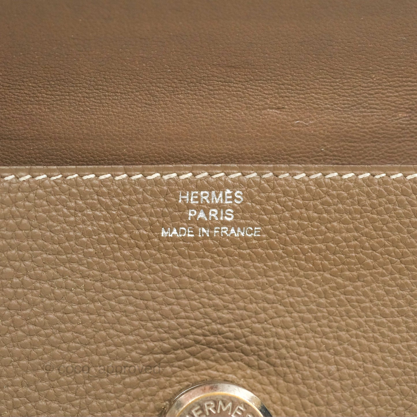 Hermes Dogon Card Case Etoupe Togo Palladium Hardware