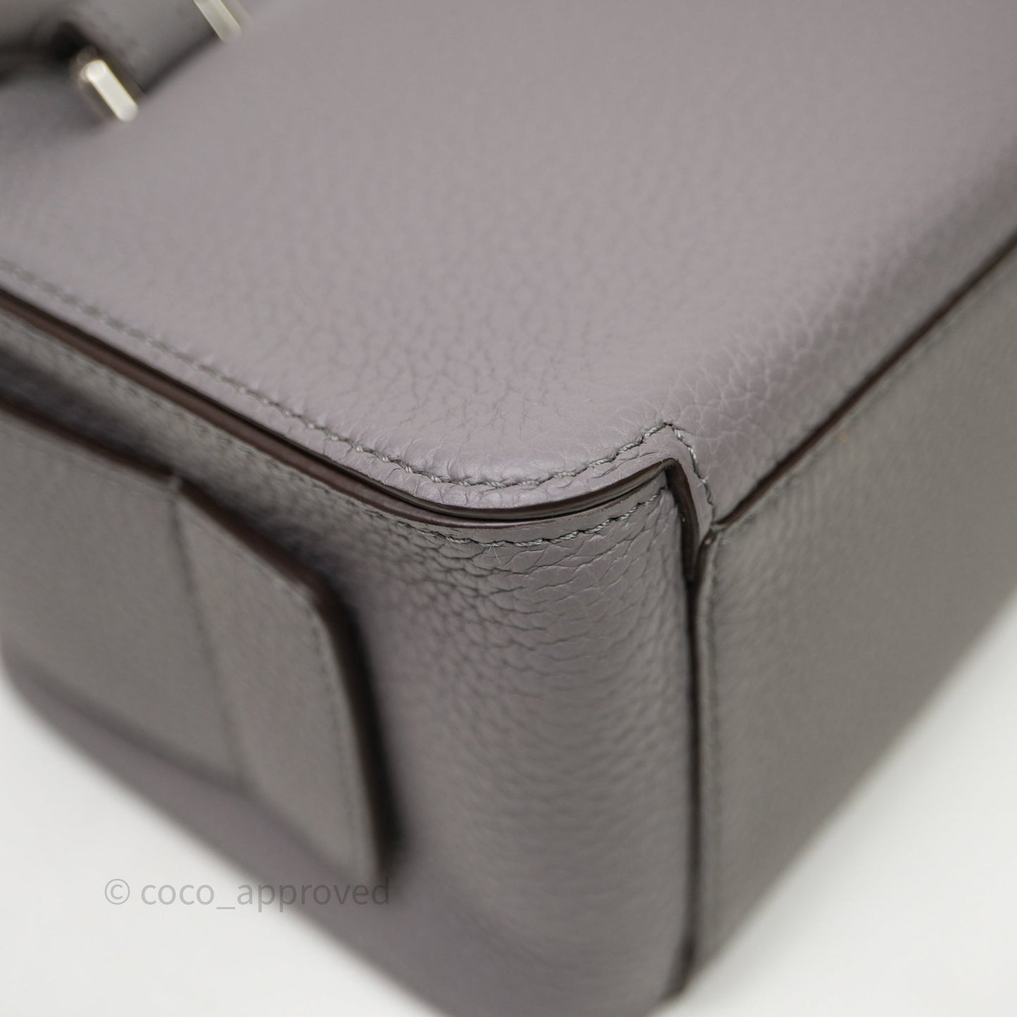 Delvaux Cool Box Mini Taurillon Soft Grained Grey Calfskin Silver Hardware