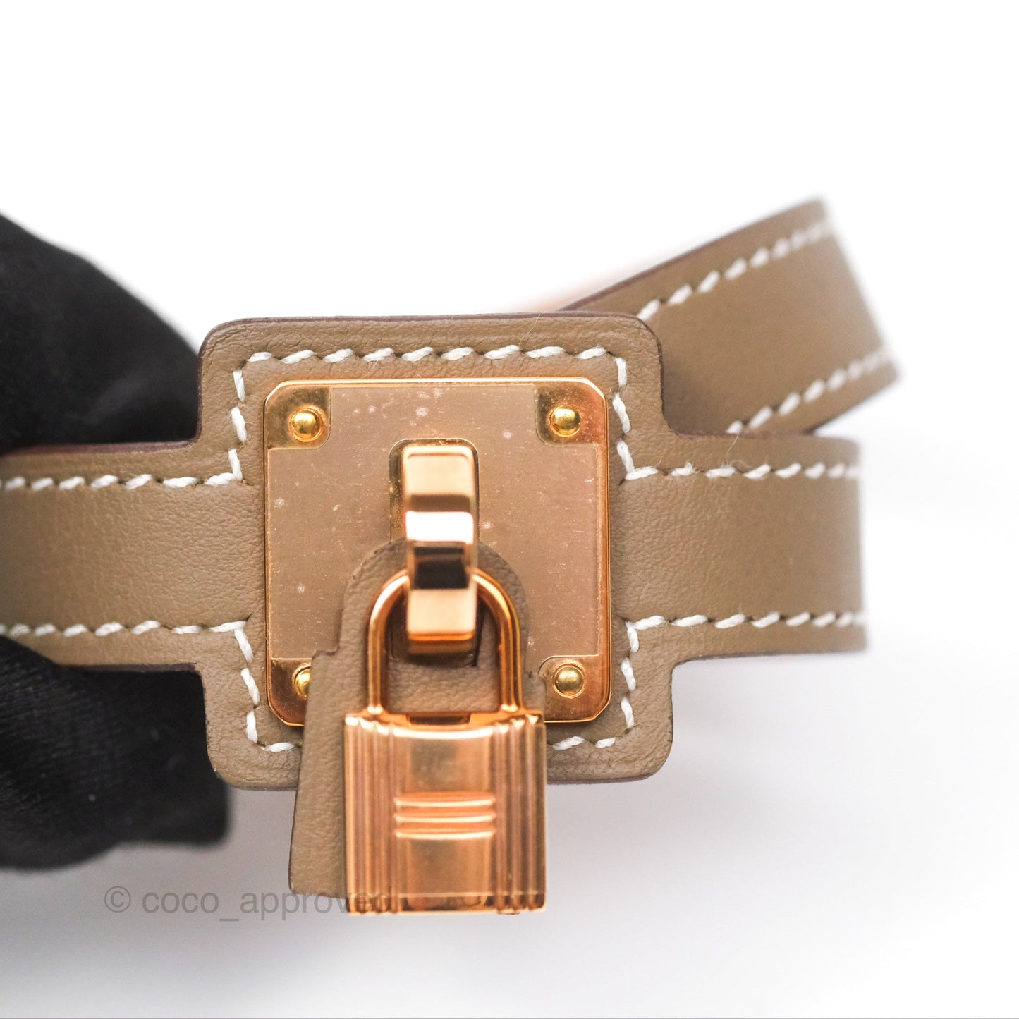 Hermès O'Kelly Double Tour Bracelet Etoupe Swift Rose Gold Hardware