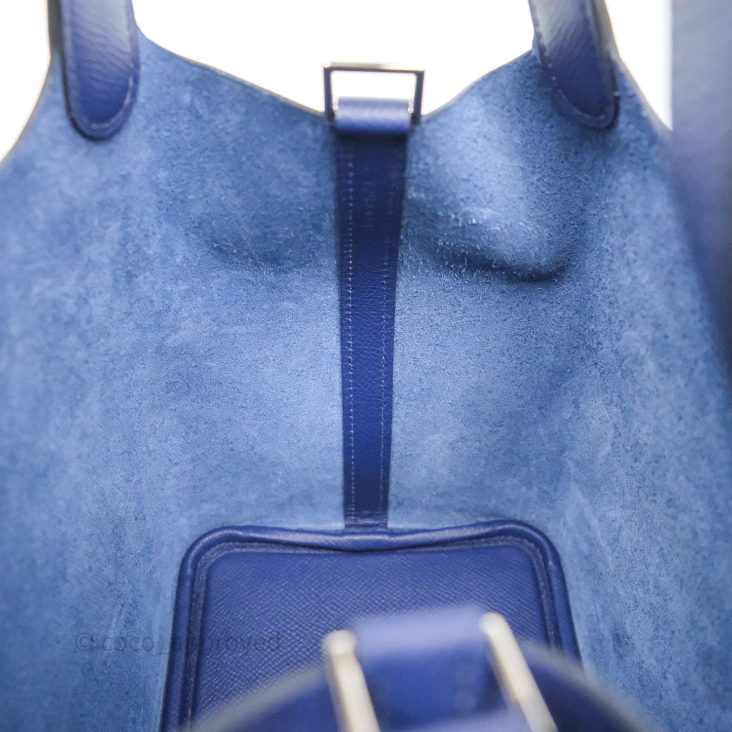 Hermès Tressage De Cuir Picotin Lock 18 Bleu Encre/Brique/Black Epsom