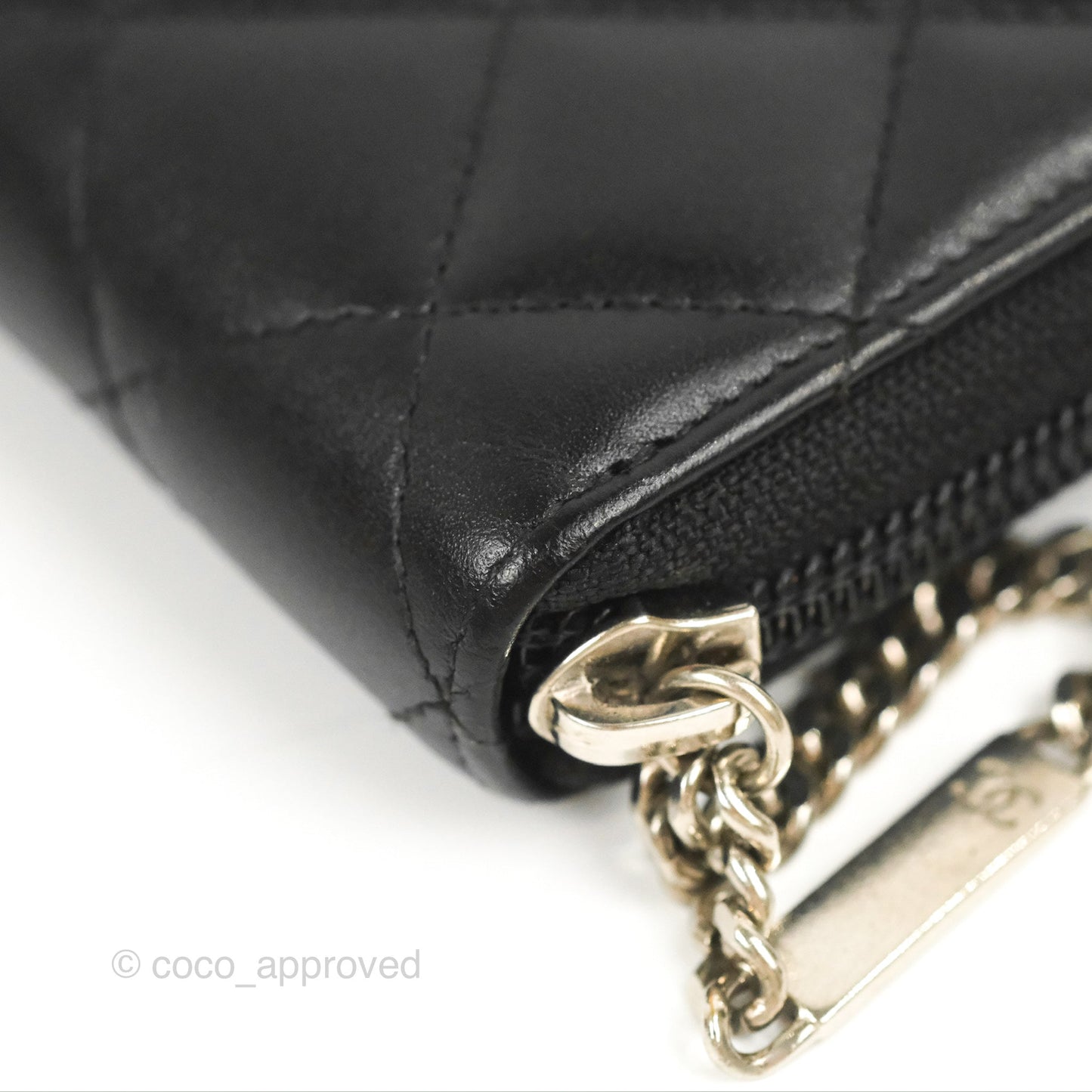 Chanel Quilted Cambon Yen Zip Long Wallet Black Calfskin Silver Hardware
