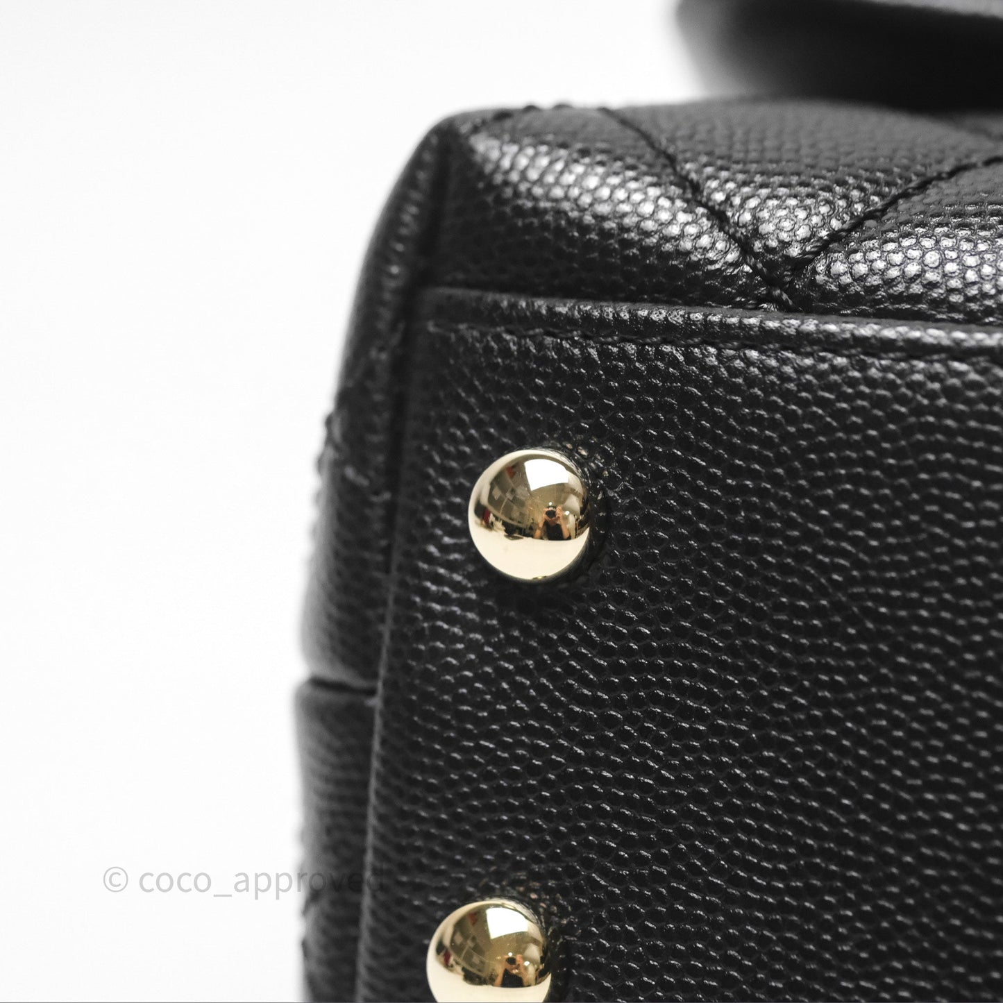 Chanel Mini Coco Handle Quilted Black Caviar Gold Hardware