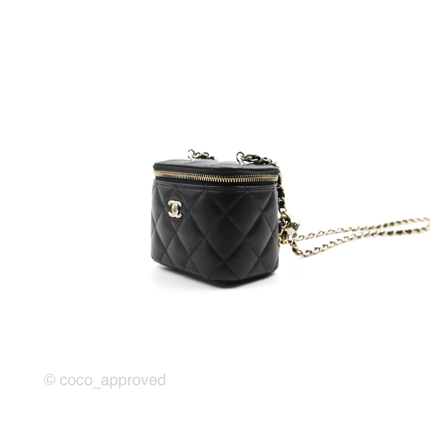 Chanel Mini Ball Crush Vanity With Chain Black Lambskin Gold Hardware