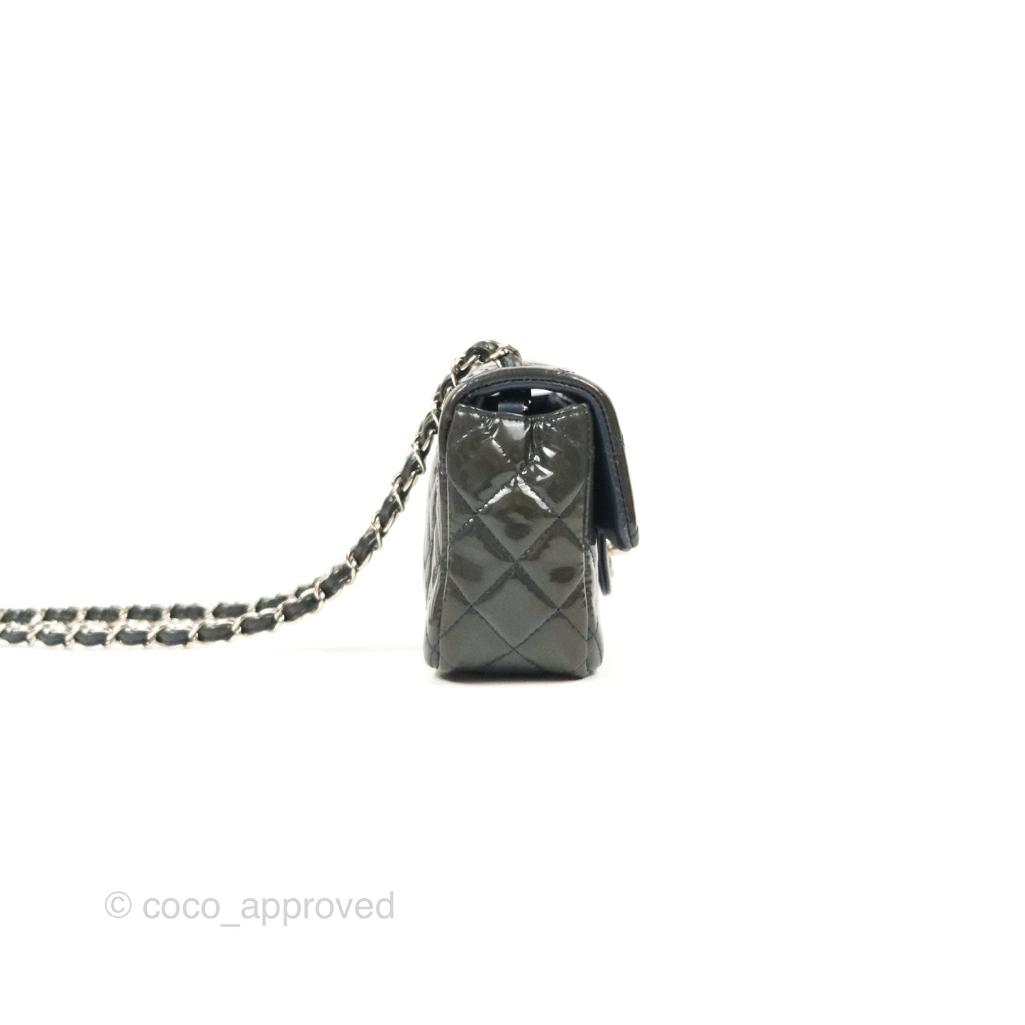 Chanel Quilted Mini Rectangular Green Patent Silver Hardware