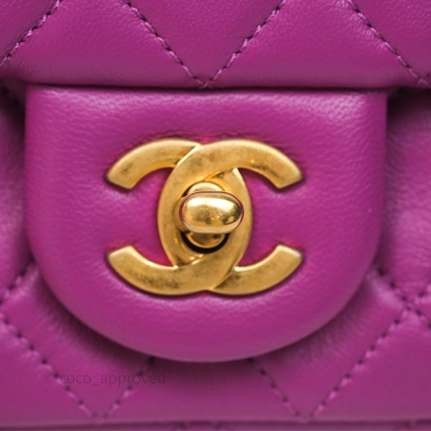 Chanel Mini Rectangular Pearl Crush Quilted Purple Lambskin Aged Gold Hardware
