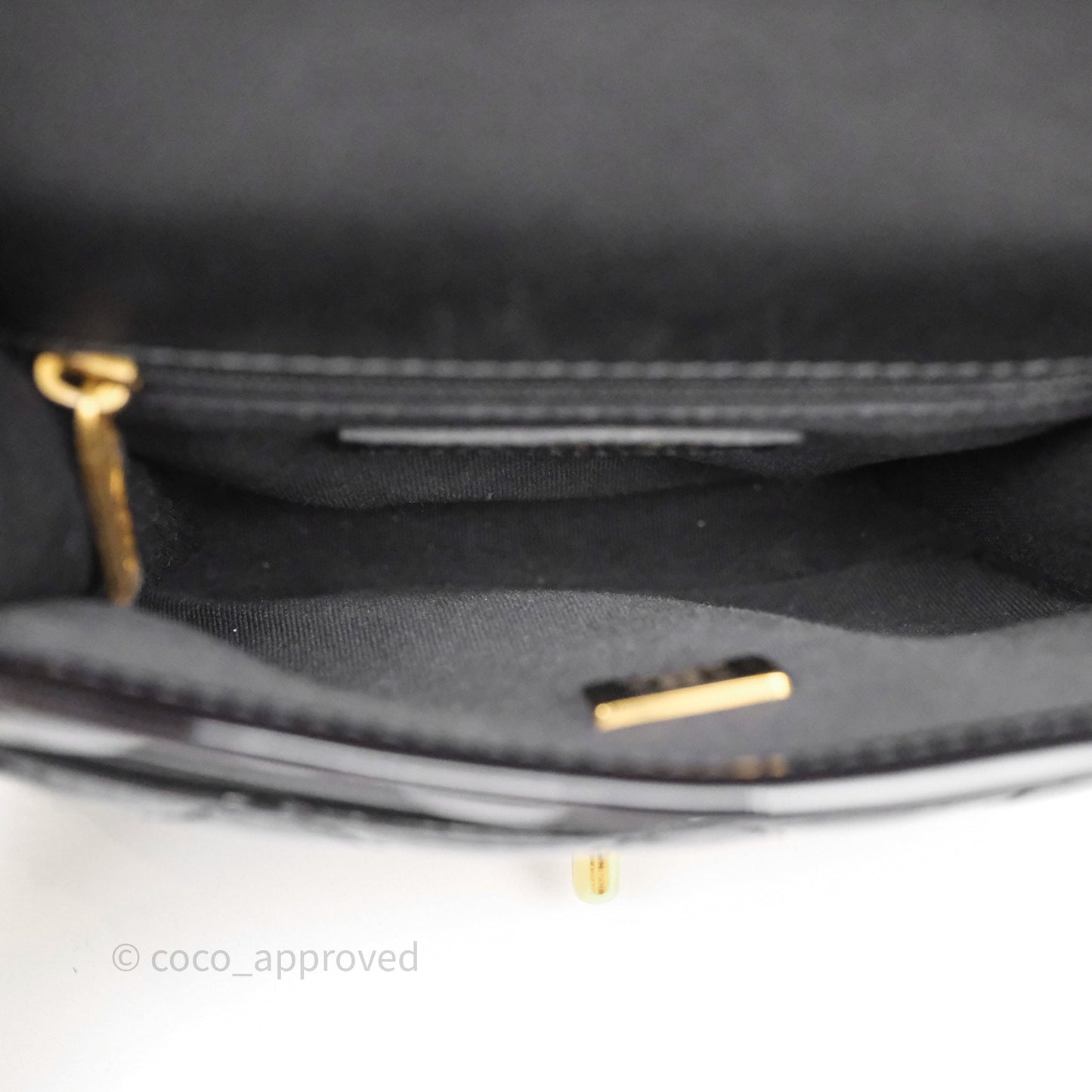 Chanel Mini School Memory Top Handle Flap Black Patent