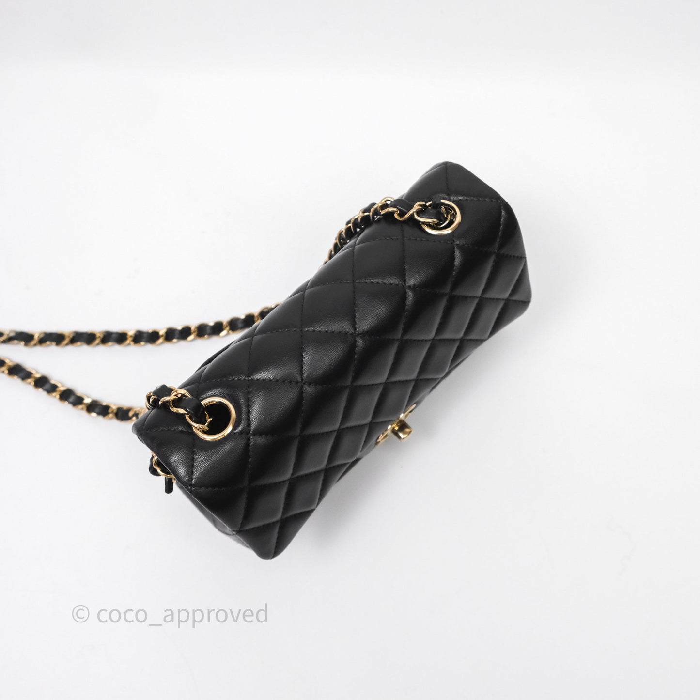 Chanel Quilted Mini Rectangular Black Lambskin Gold Hardware