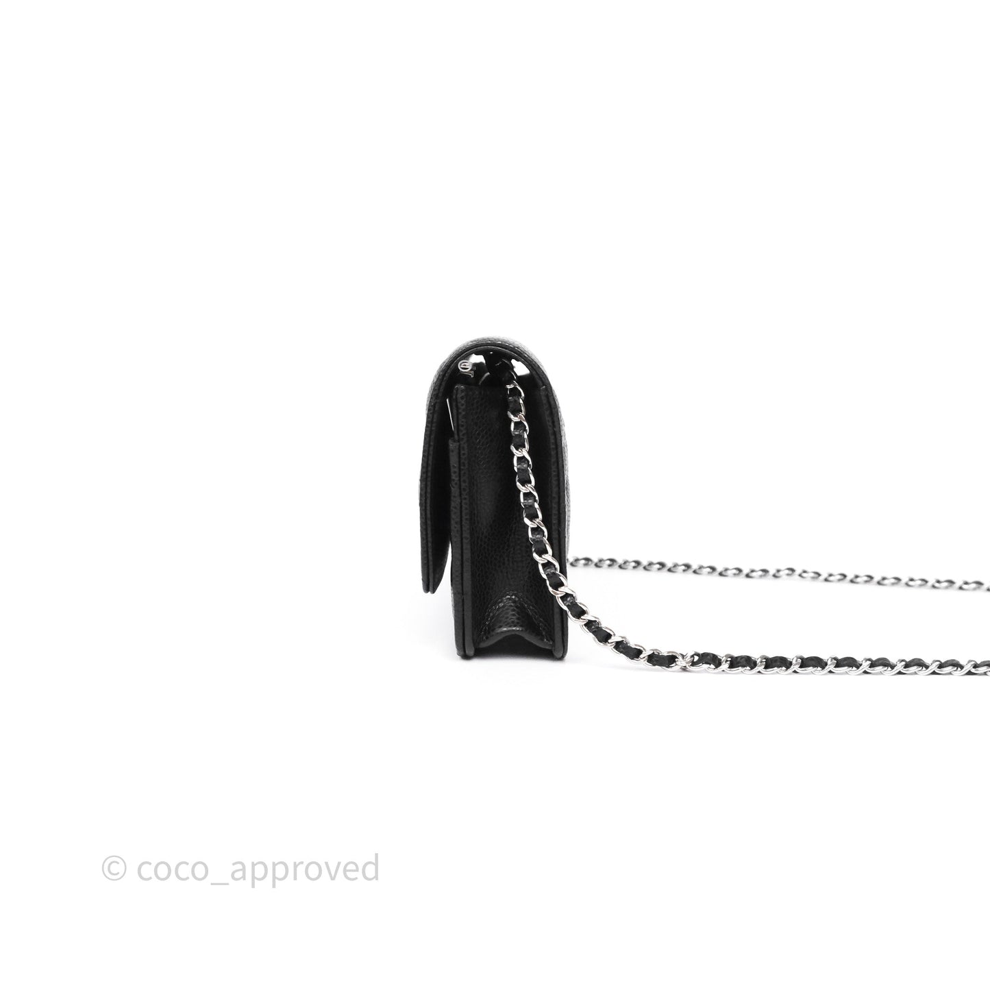 Chanel Classic Wallet On Chain WOC Quilted Black Caviar Silver Hardware