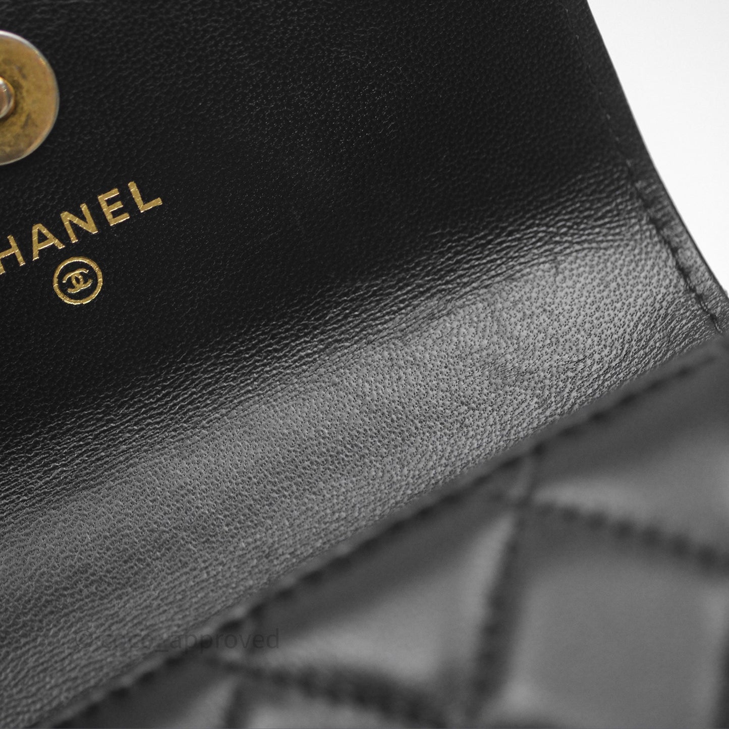 Chanel Mini Clutch With Chain Camellia Adjustable Black Lambskin Aged Gold Hardware