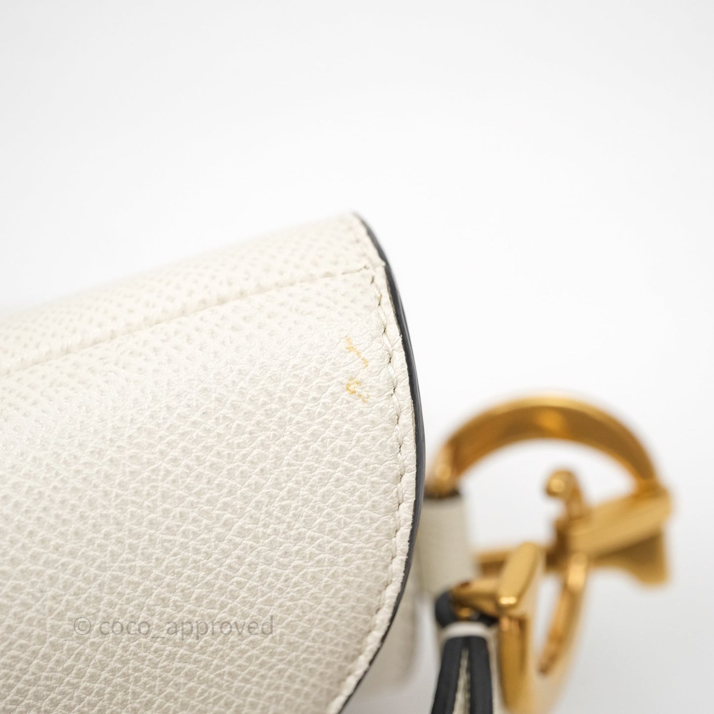 Christian Dior Mini Saddle Bag White Grained Calfskin Gold Hardware
