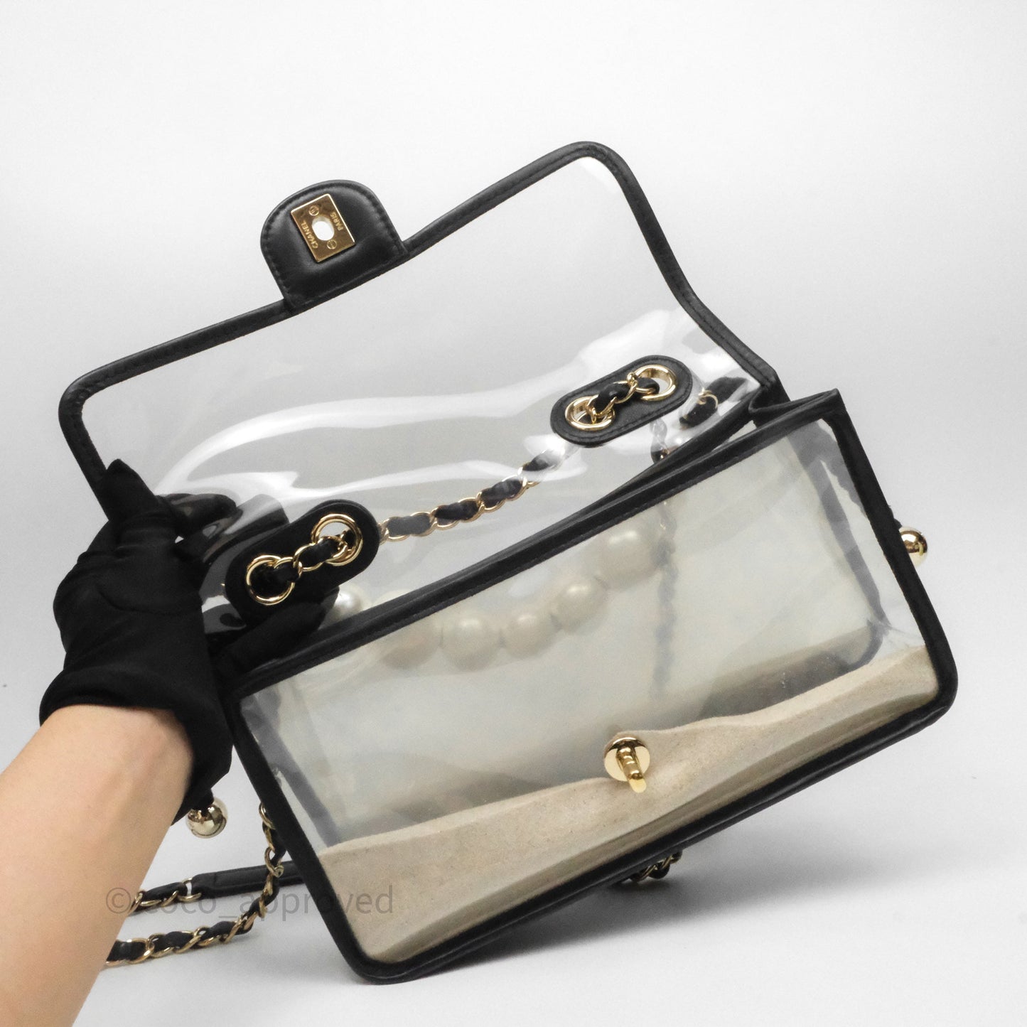 Chanel Medium Sand By The Sea PVC Flap Black Lambskin Gold Hardware