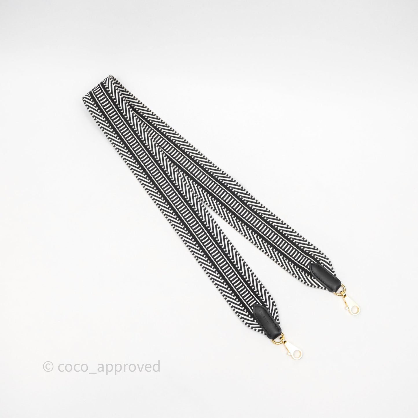 Hermès Sangle Cavale 50 mm Bag Strap Black/ White Gold Hardware