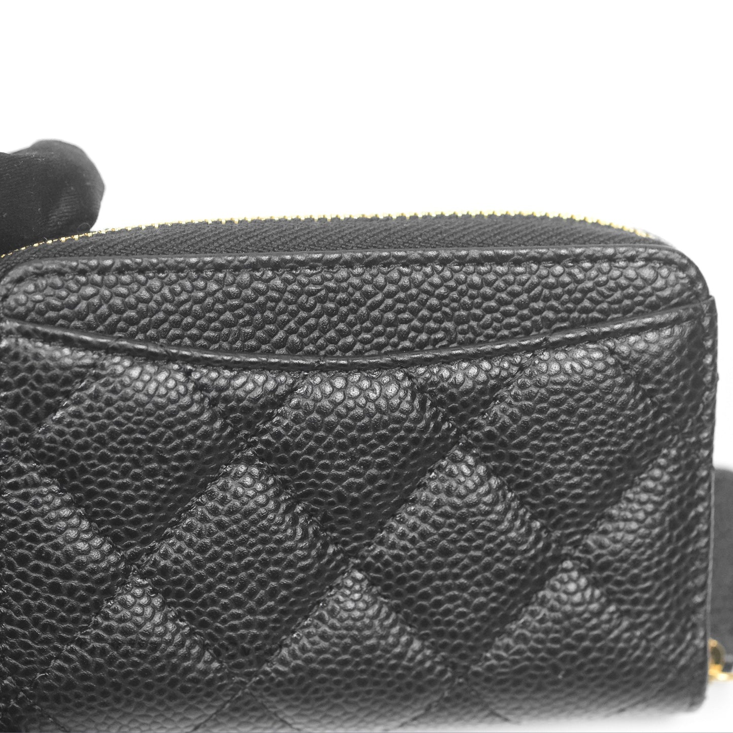 Chanel Classic Zipped Coin Purse Black Caviar Gold Hardware
