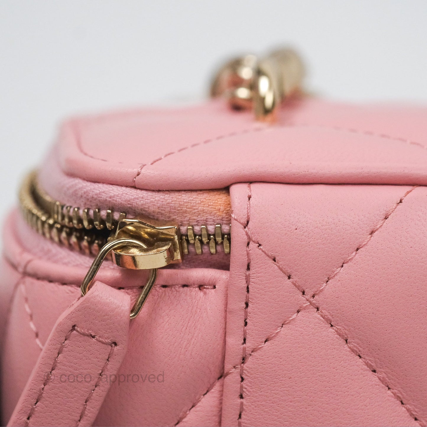 Chanel Resin Elegant Chain Vanity Case Pink Lambskin Gold Hardware