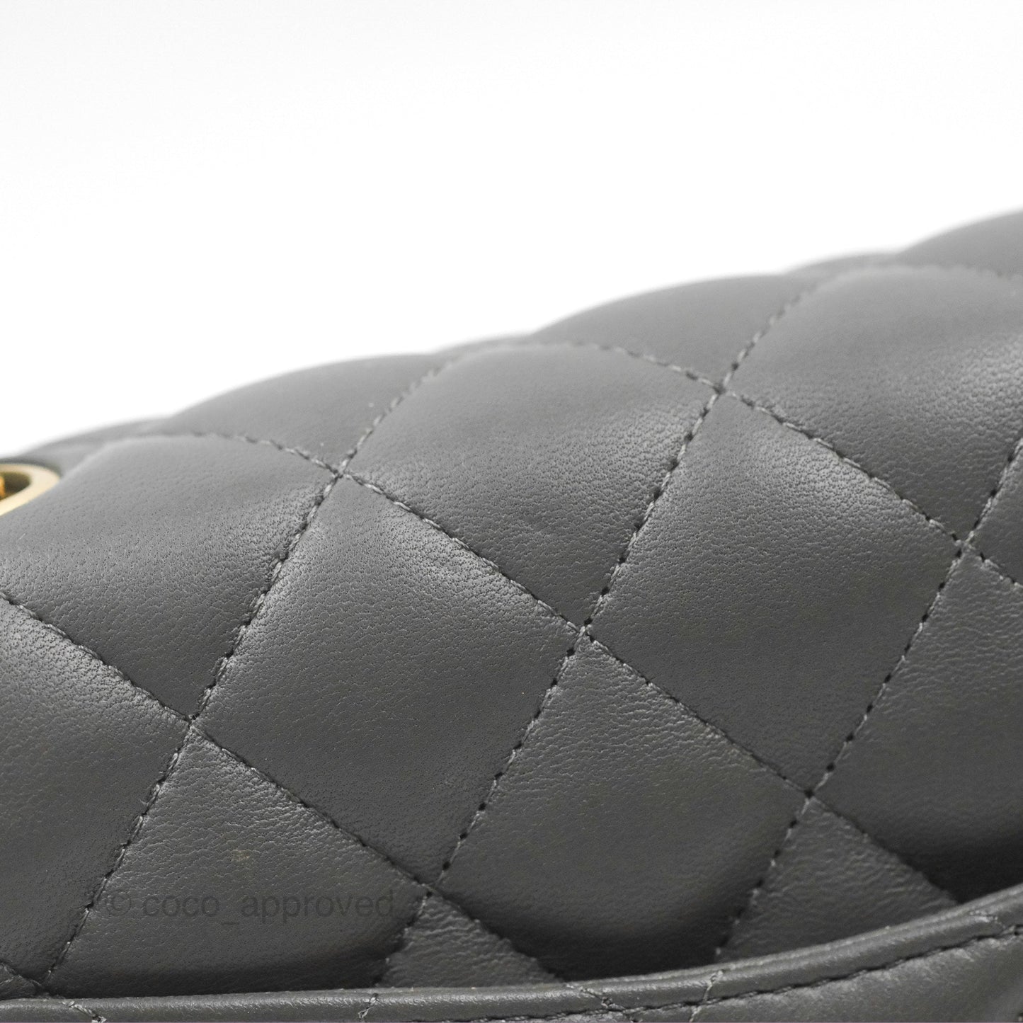 Chanel Quilted Mini Square Flap Grey Lambskin Gold Hardware