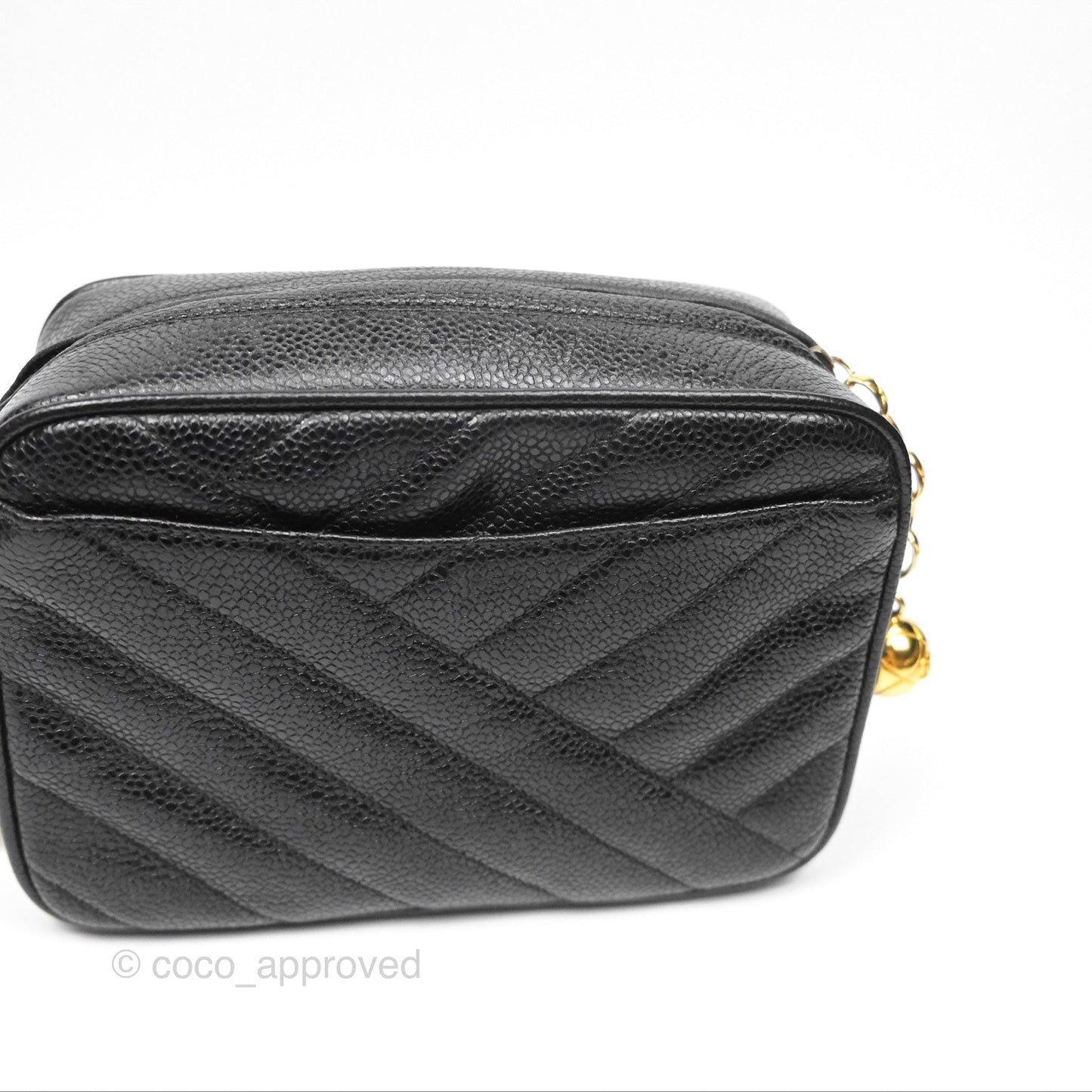 Chanel Vintage Small Camera Bag Black Caviar Gold Hardware