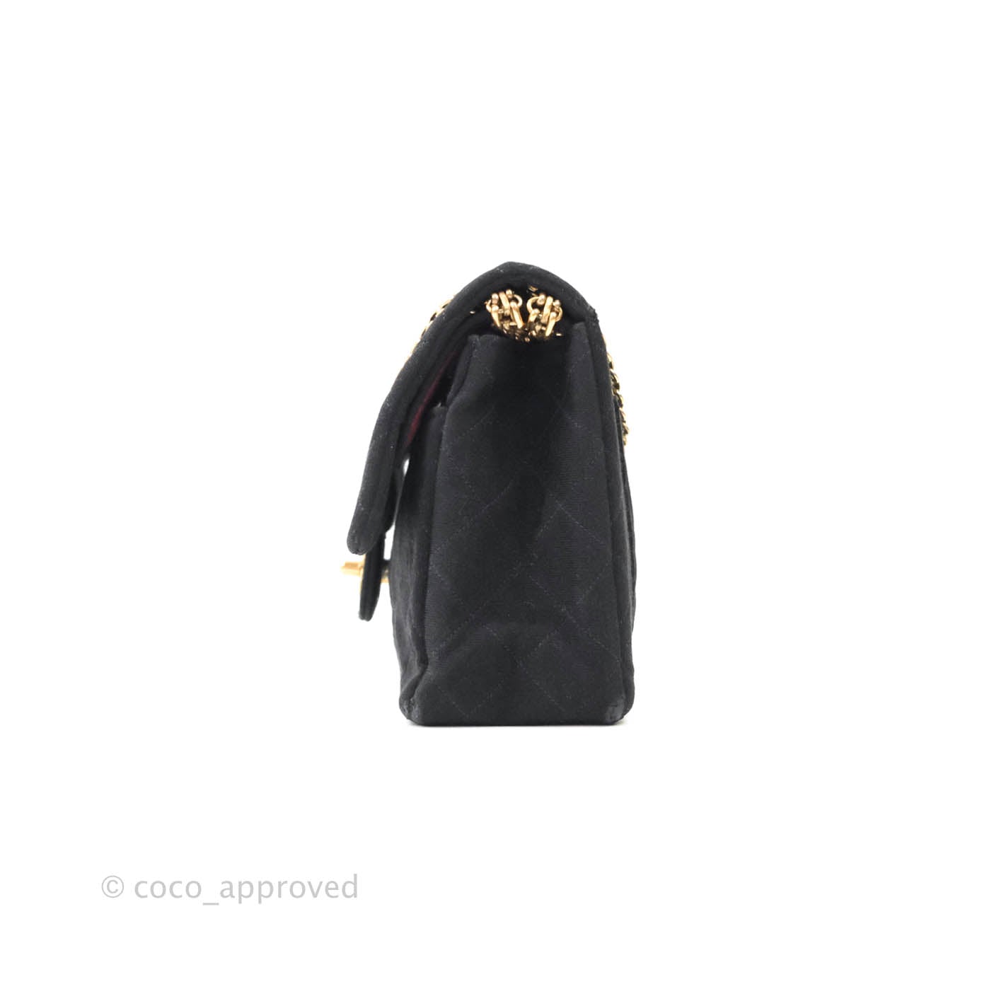 Chanel Black Quilted Jersey Medium Classic Double Flap Bag Gold Hardware
