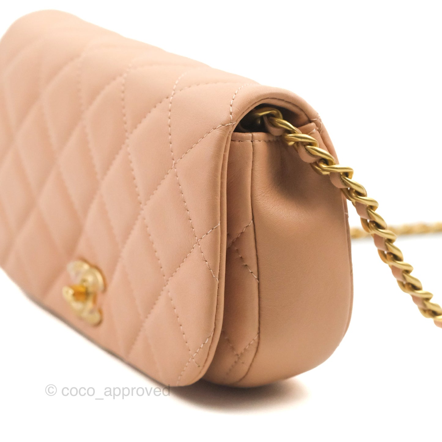 Chanel Clutch with Chain Beige Pink Calfskin Aged Gold Hardware