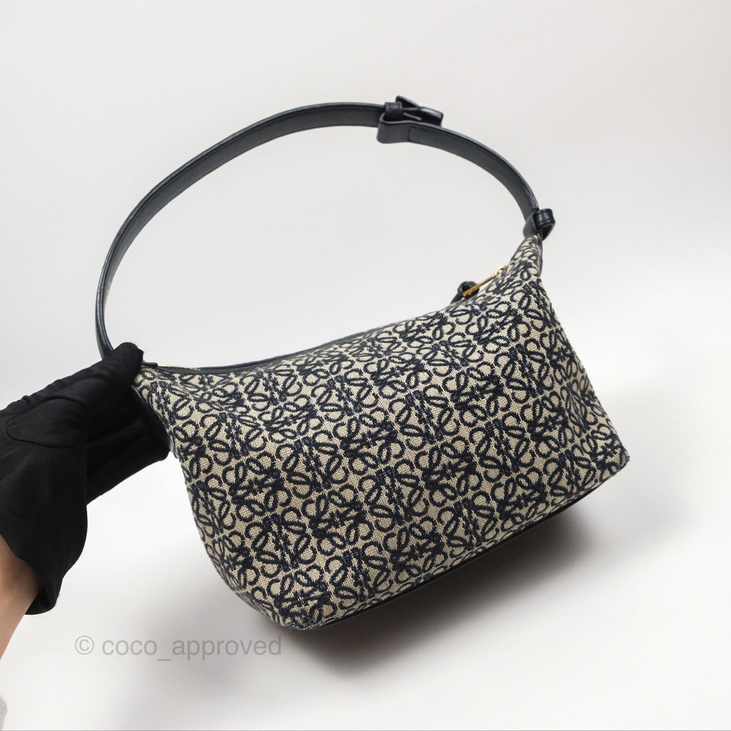 Loewe Small Cubi bag in Anagram Jacquard & Calfskin Navy/ Black