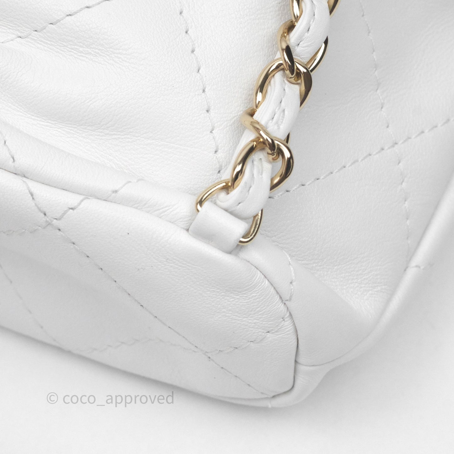 Chanel Quilted Drawstring Bucket Backpack White Calfskin Gold Hardware 24C
