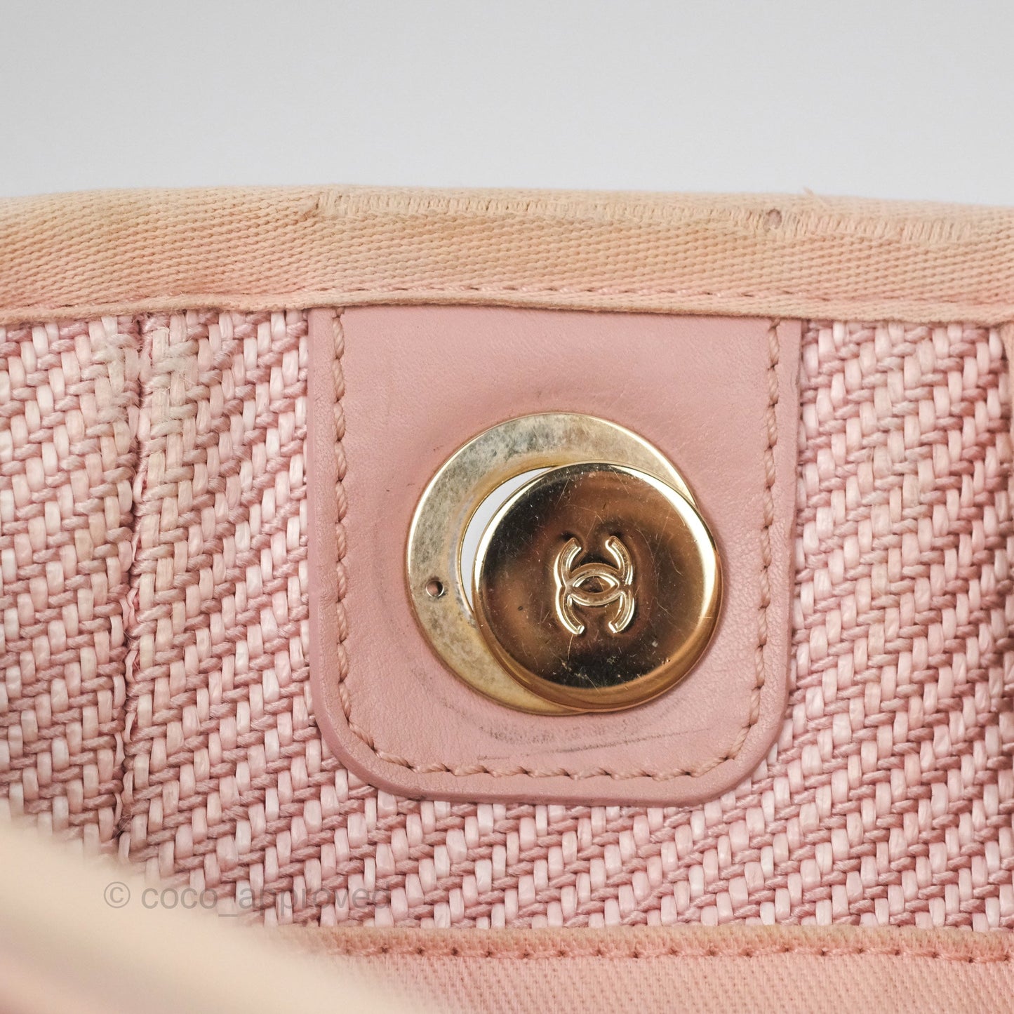 Chanel Small Vertical Deauville Canvas Pink Gold Hardware