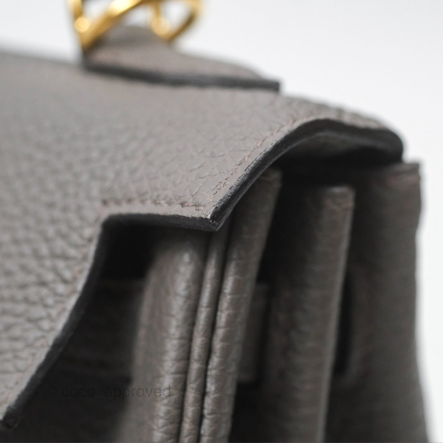 Hermès Retourne Kelly 25 Gris Etain 8F Togo Gold Hardware