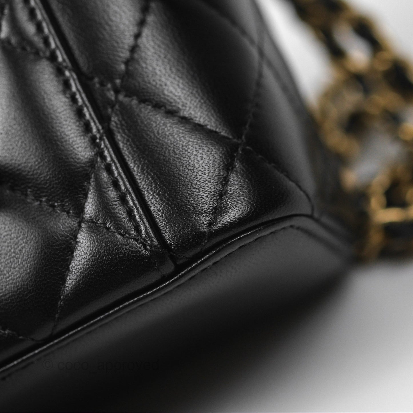 Chanel Mini Top Handle Vanity With Chain Black Lambskin Aged Gold Hardware