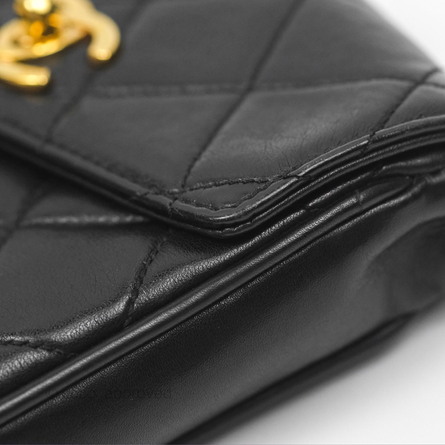 Chanel Vintage Belt Bag Quilted Black Lambskin 24K Gold Hardware