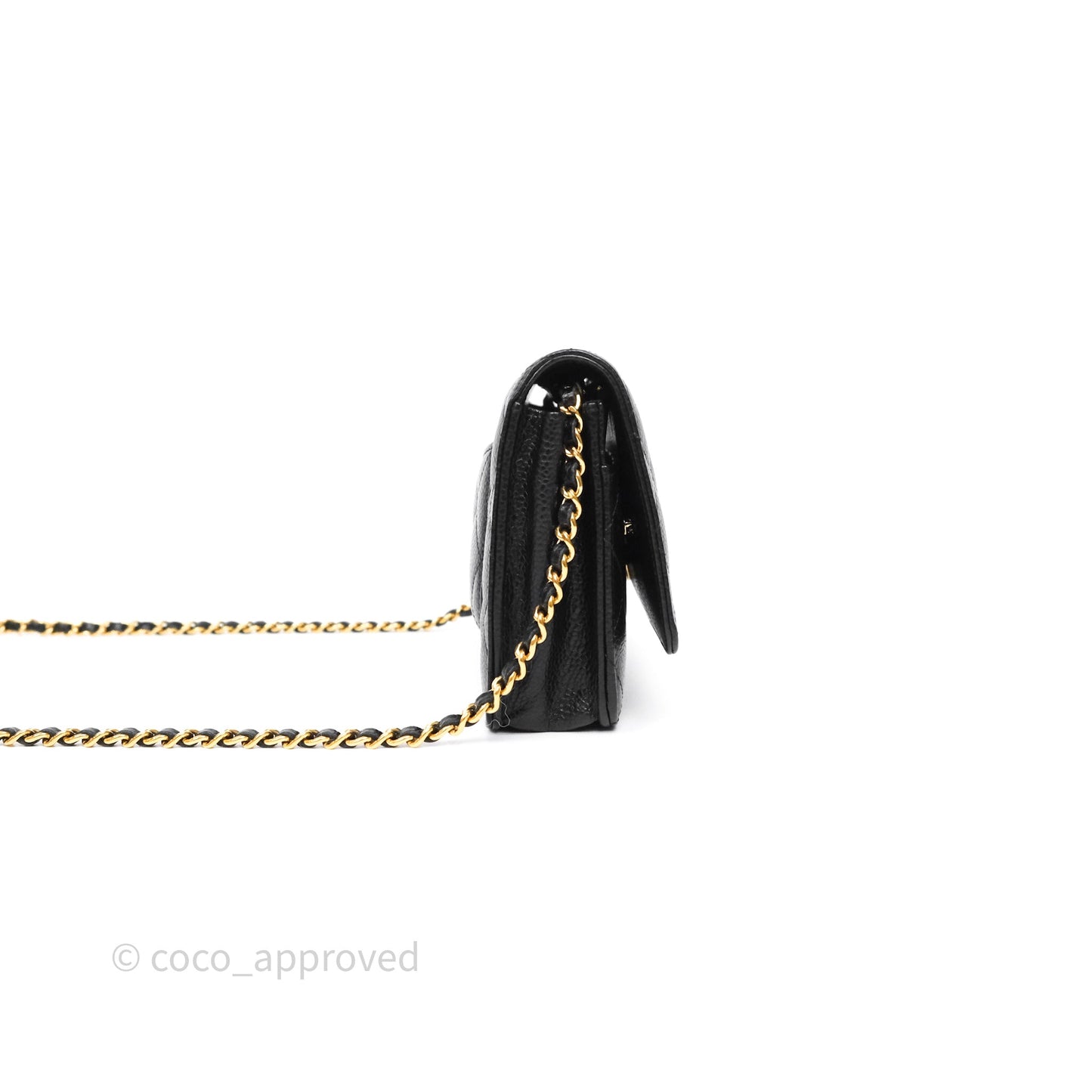 Chanel Classic Wallet On Chain WOC Quilted Black Caviar Gold Hardware