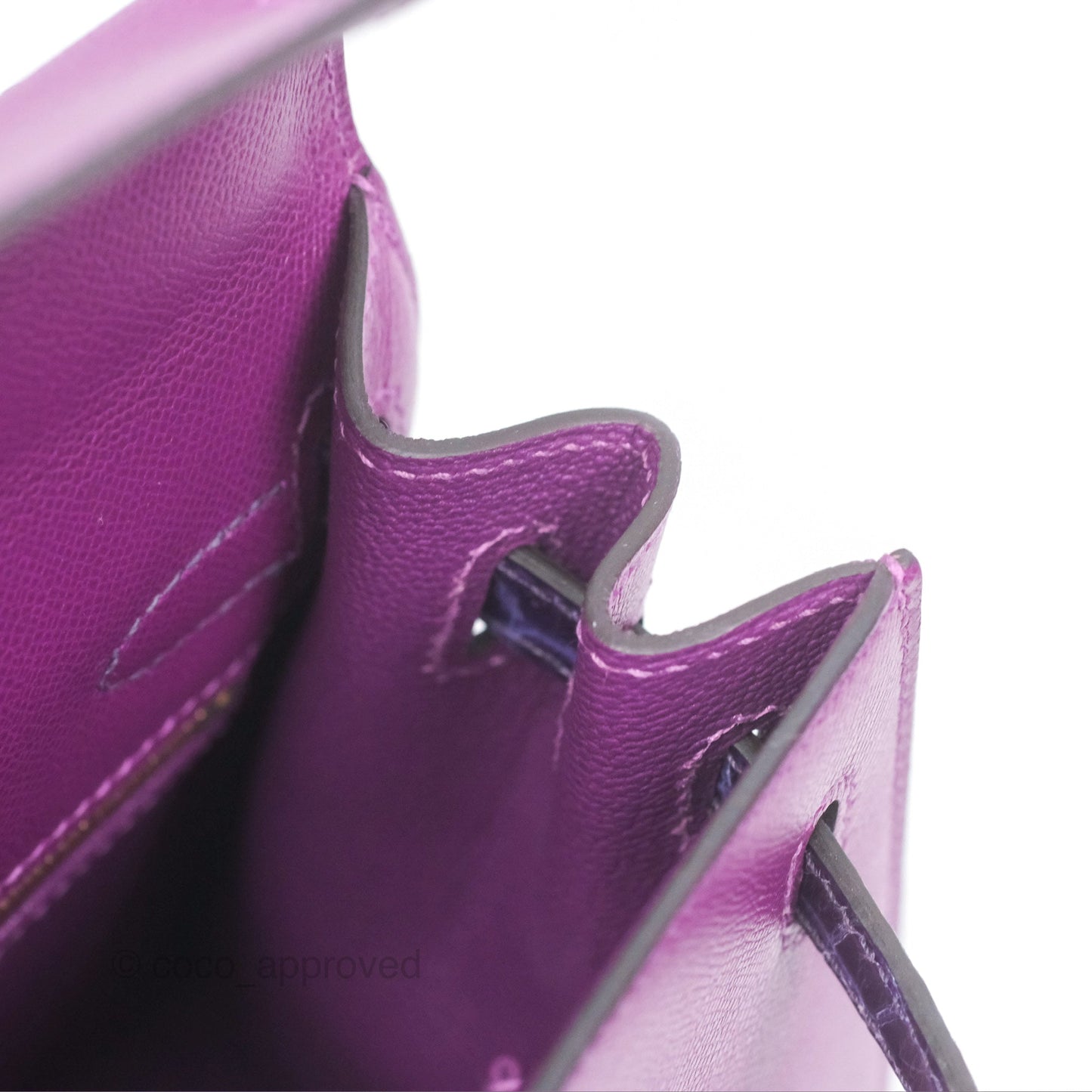 Hermès Kelly 25 Sellier Touch Anemone/ Amethyste Madame/ Croc Gold Hardware