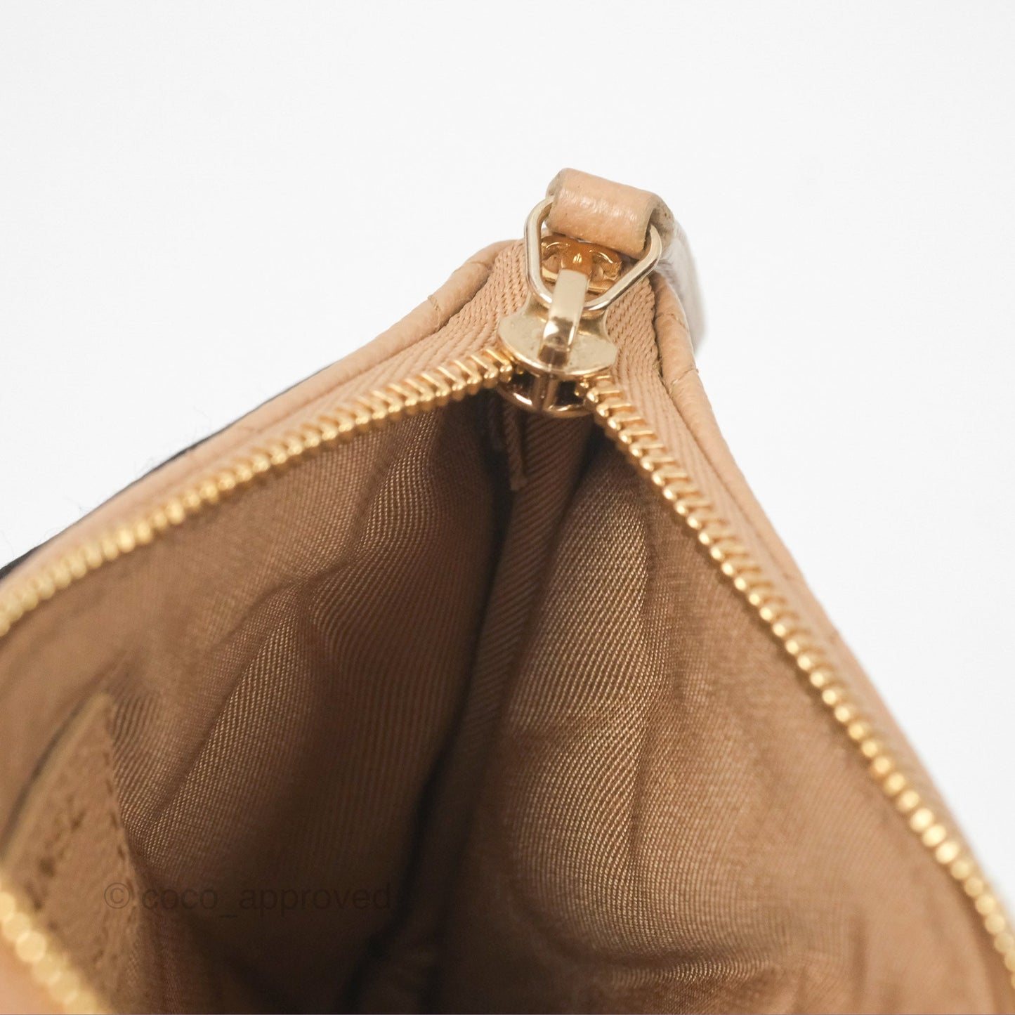 Chanel Quilted Mini O Case Beige Caviar Gold Hardware