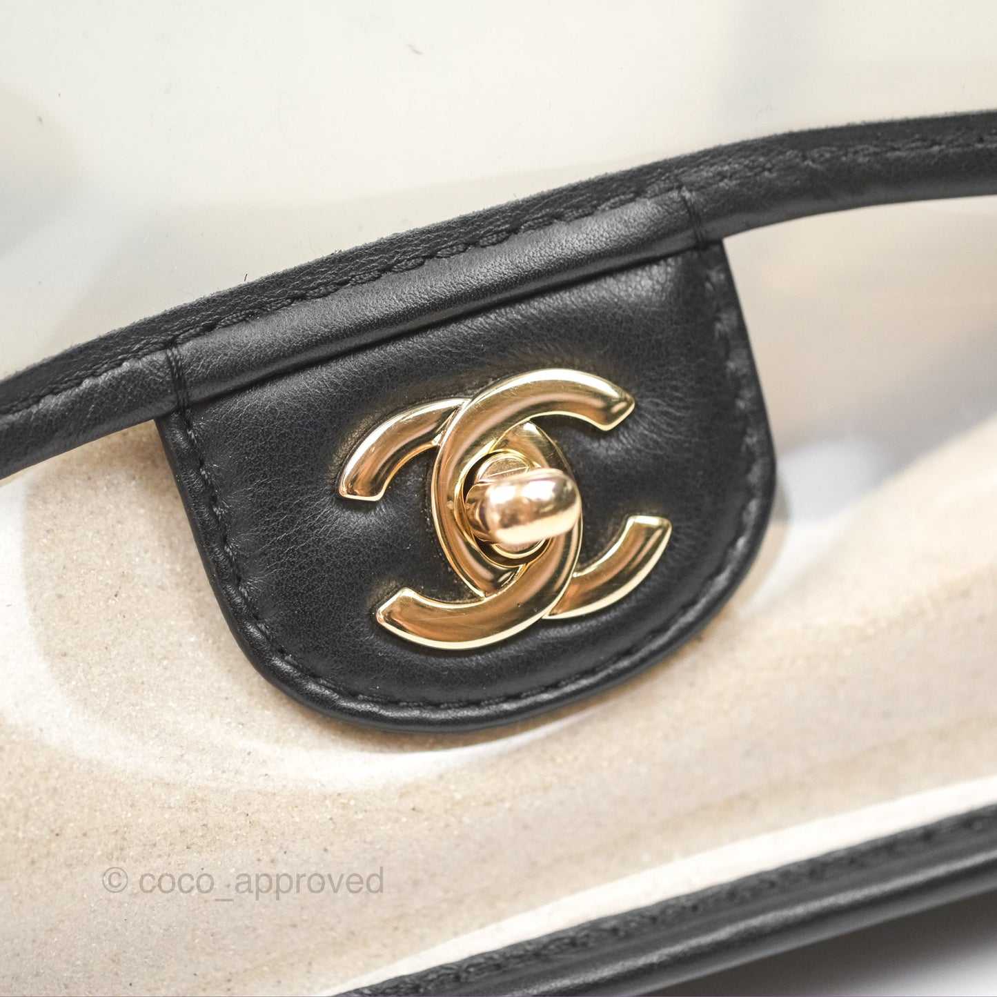 Chanel Medium Sand By The Sea PVC Flap Black Lambskin Gold Hardware