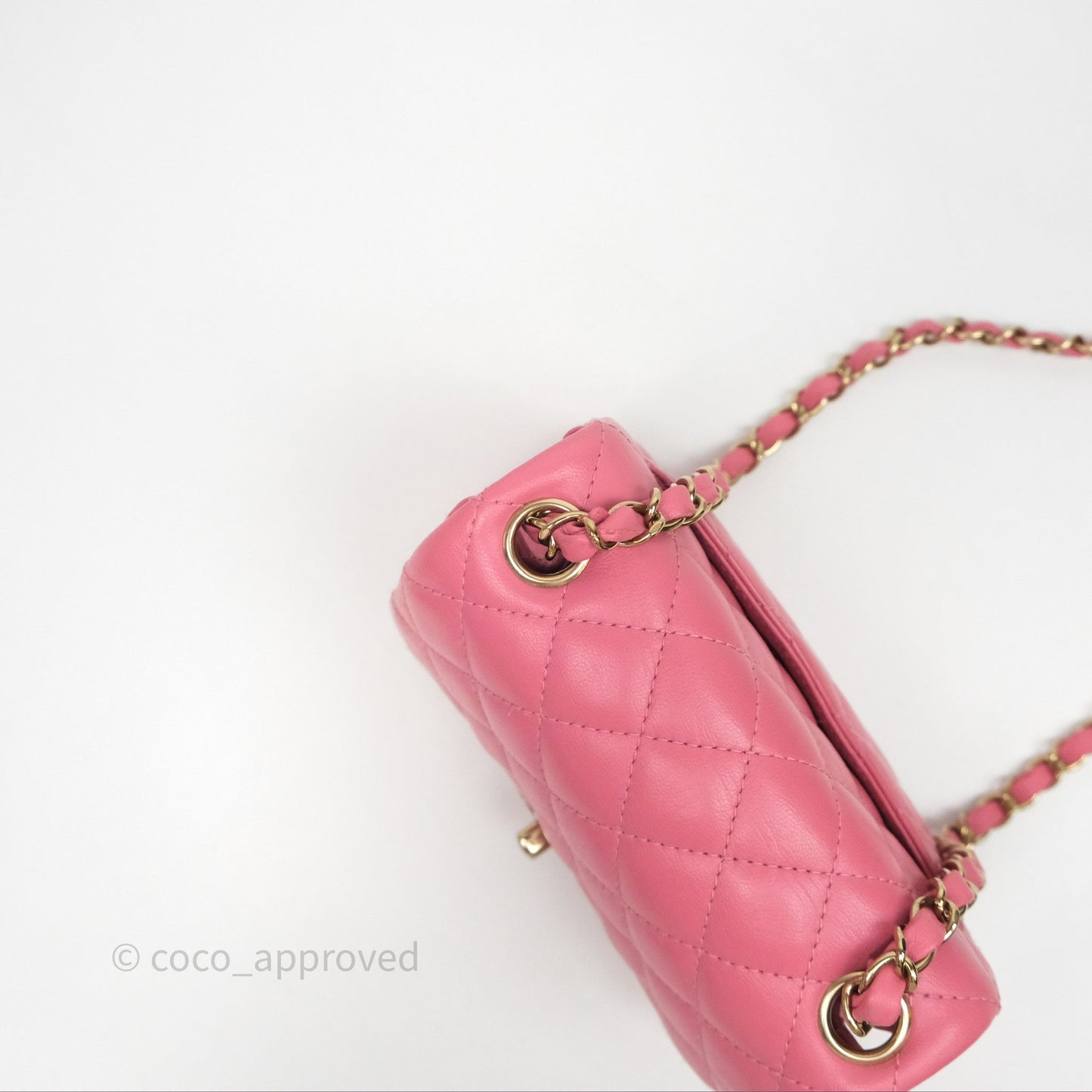 Chanel Mini Square Flap Quilted Pink Lambskin Gold Hardware