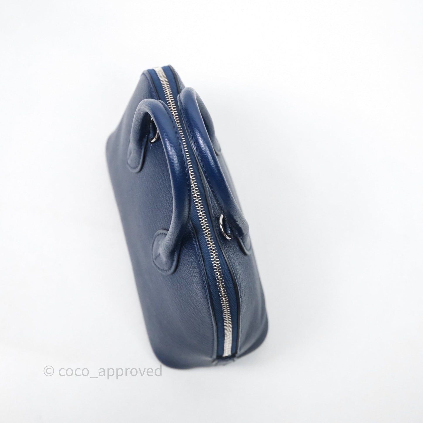 Hermès Bolide Mini 1923 Bleu Chèvre Mysore Palladium Hardware
