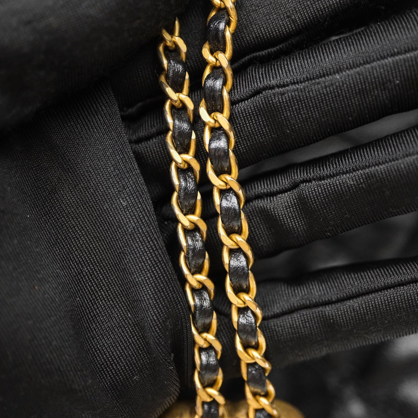 Chanel 25 Medium Black Crumpled Calfskin Aged Gold Hardware