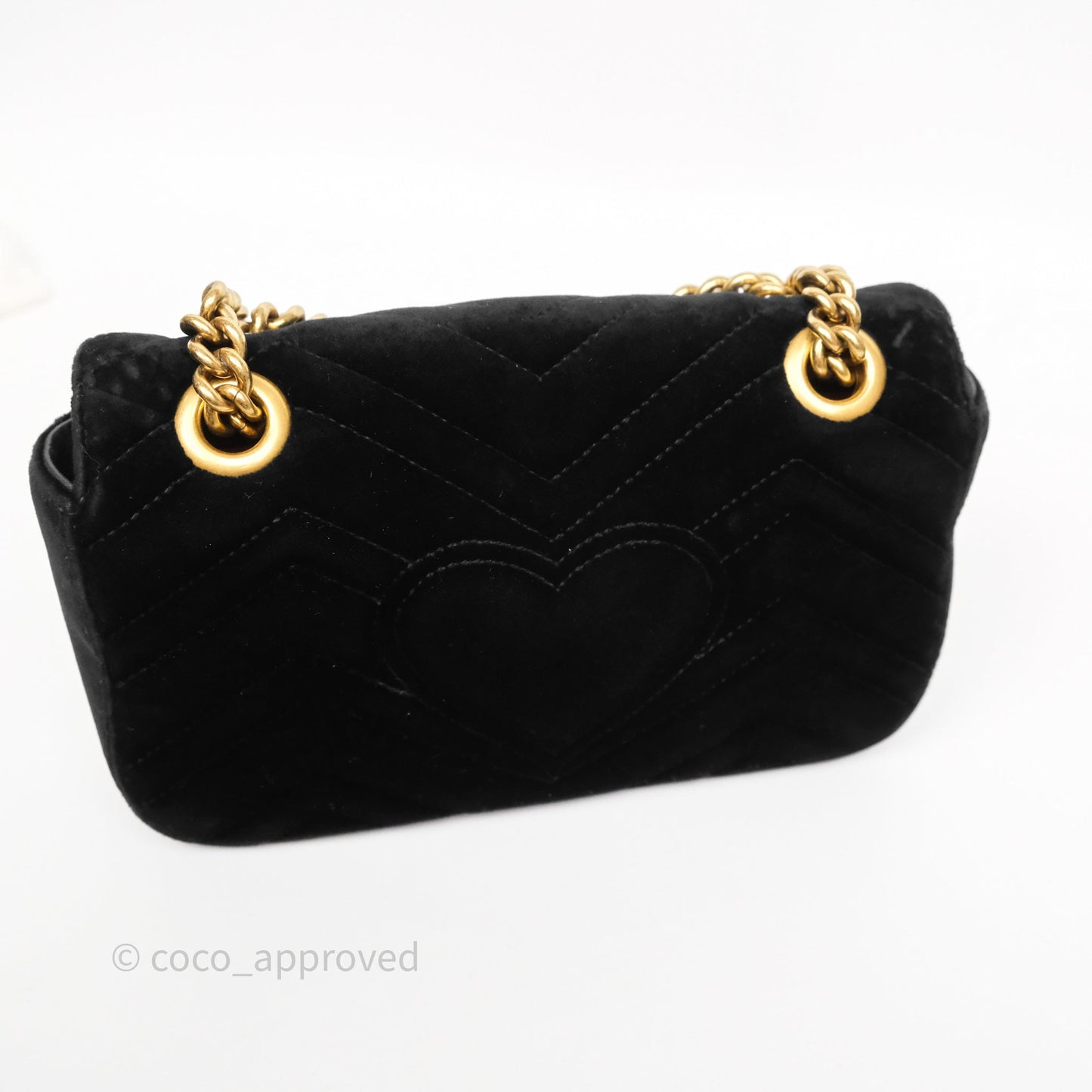 Gucci Mini Marmont Velvet Black Aged Gold Hardware