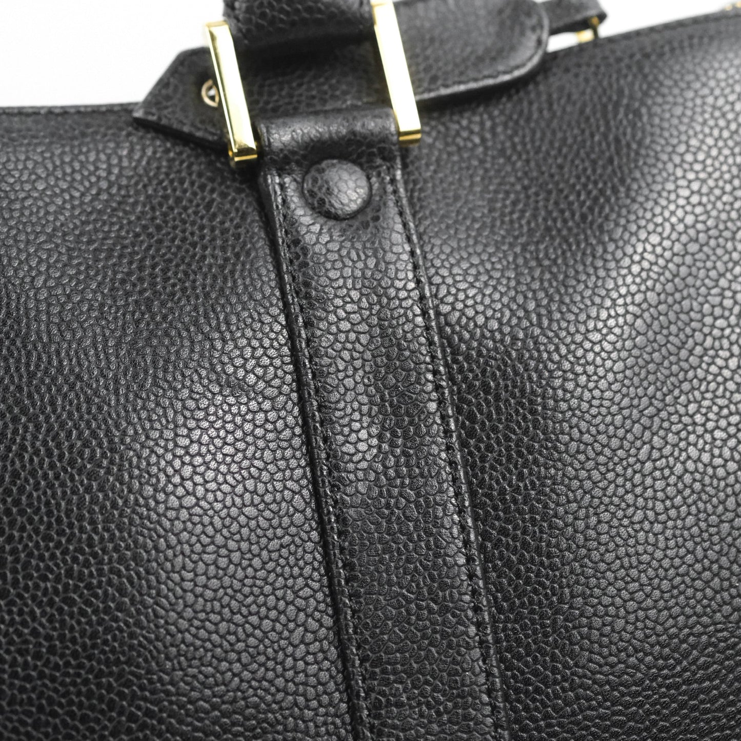 Chanel Vintage Boston Bag Black Caviar Gold Hardware