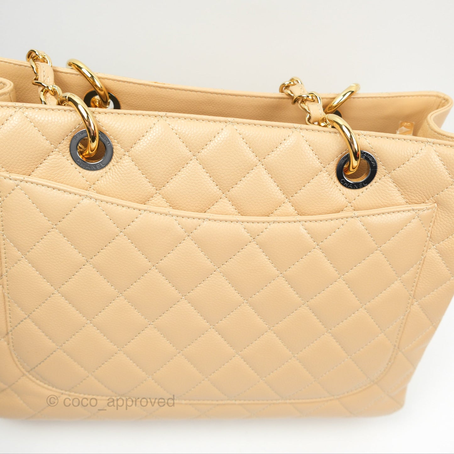 Chanel GST Beige Caviar Gold Hardware