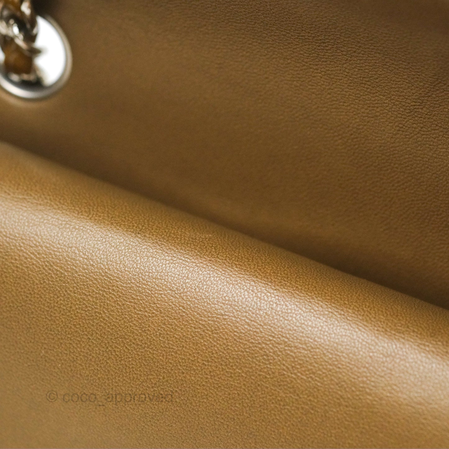 Chanel Classic M/L Medium Flap Quilted Brown Patent Silver Hardware