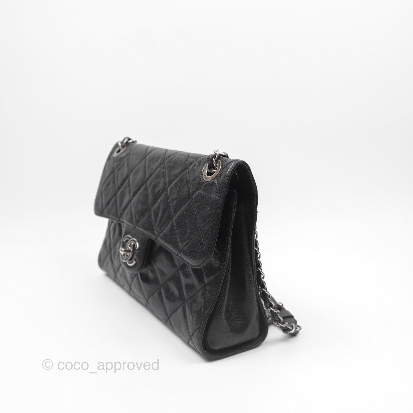 Chanel Quilted Single Flap Bag Soft Caviar Black Ruthenium Hardware